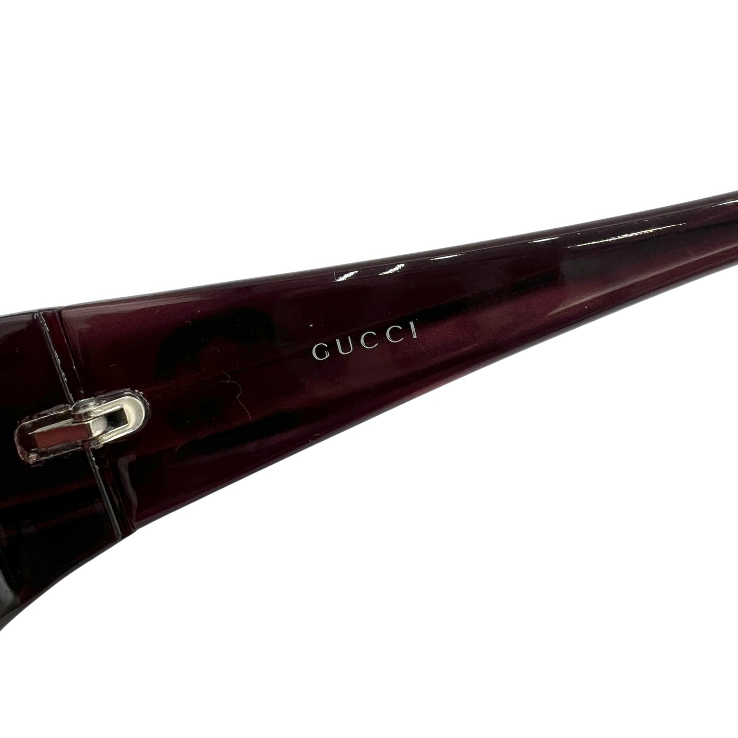 Gucci Burgundy & Crystal Logo Rectangle Sunglasses GG2526 w/ Case