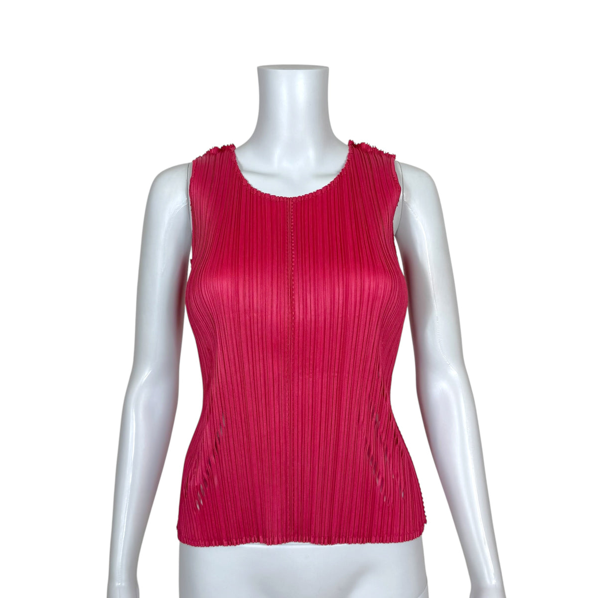 Issey Miyake Pleats Please Berry Pink Cut-Out Pleated Tank Sz 3
