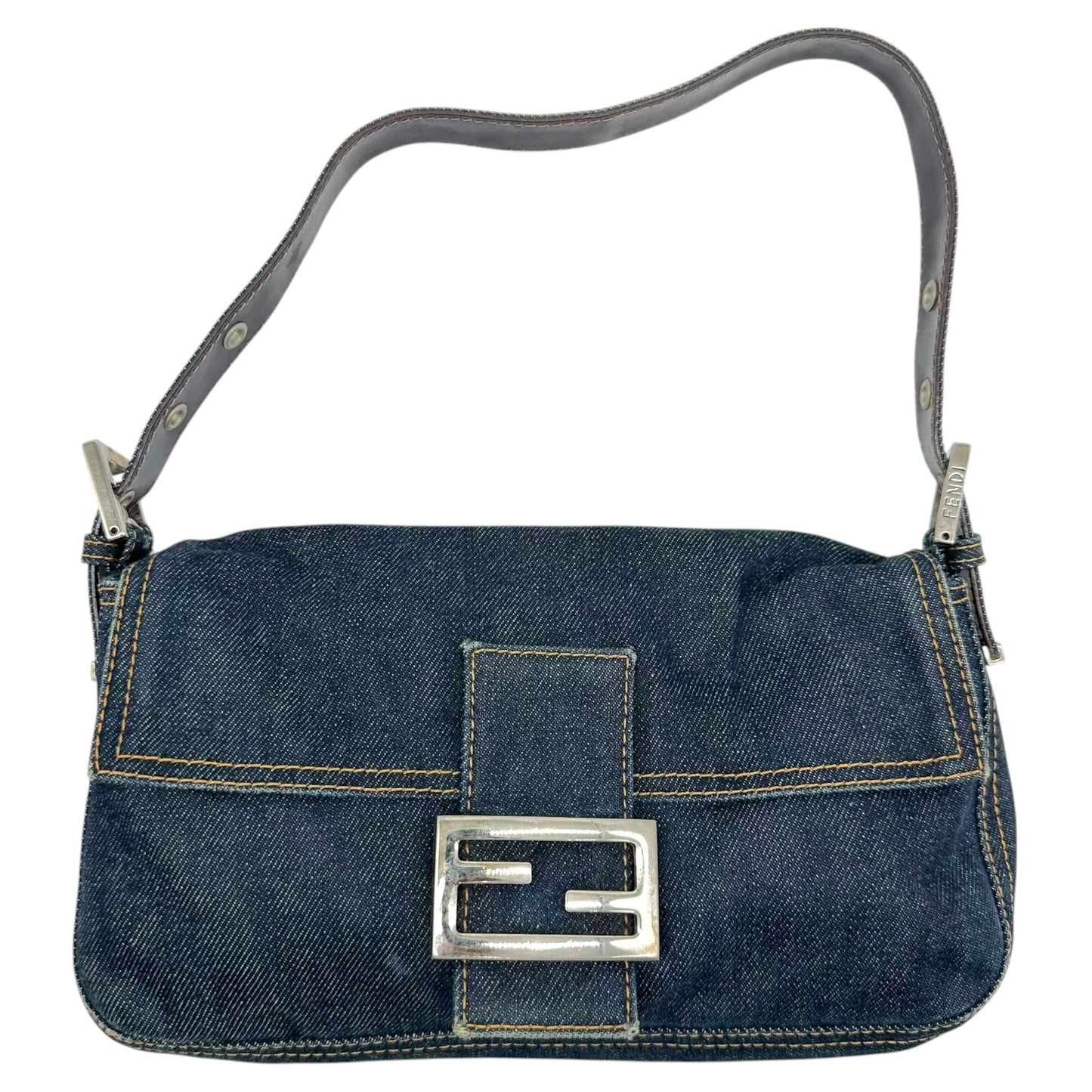 Fendi Dark Wash Denim Baguette Bag