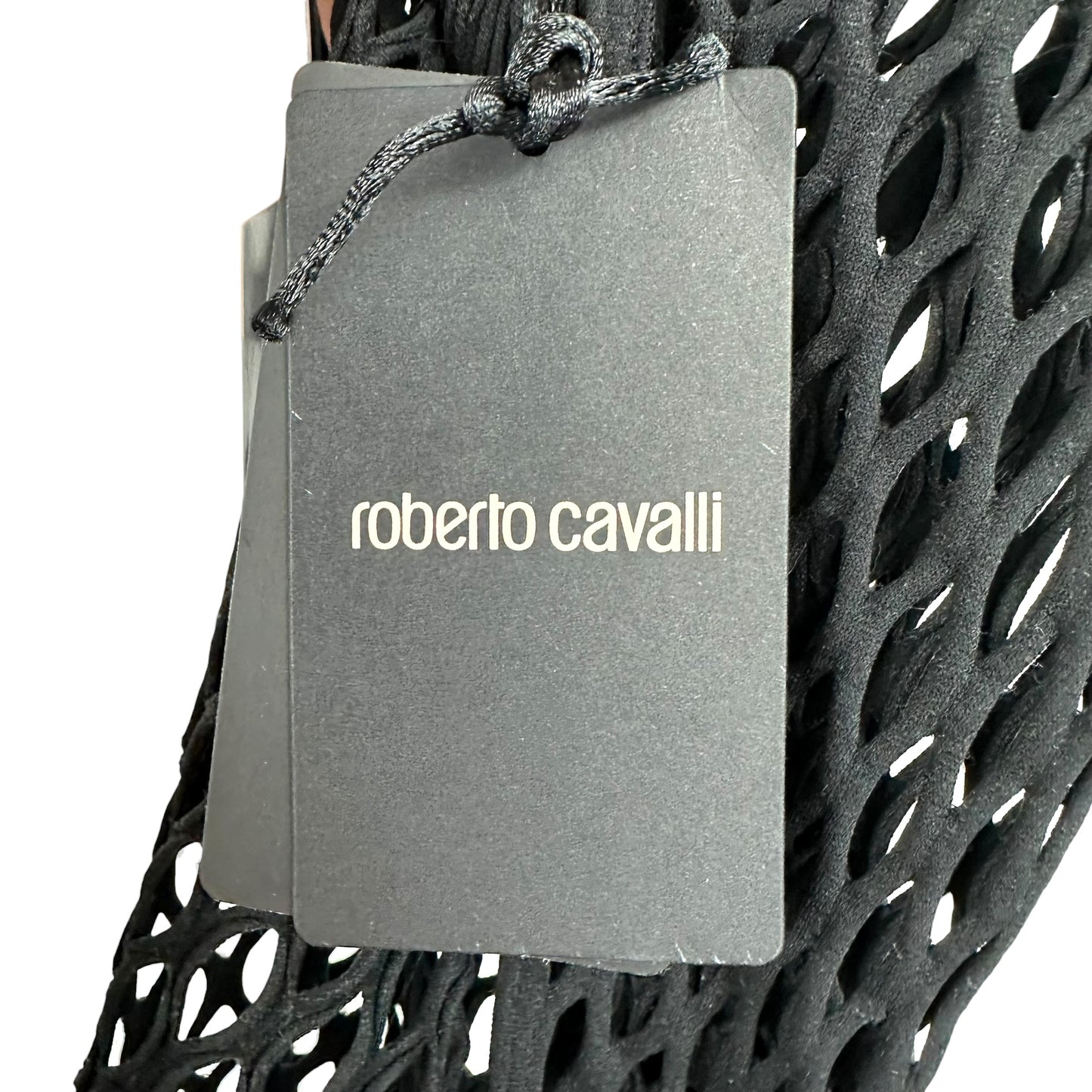 Roberto Cavalli Black Fishnet Long Sleeve Open Back Maxi Dress Cover-Up NEW
