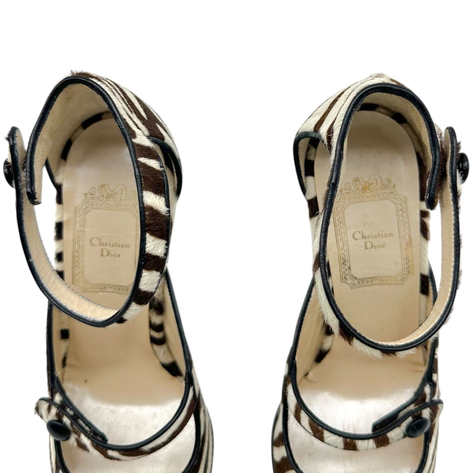 Christian Dior Zebra Print Ponyhair Pointed Toe Heels
