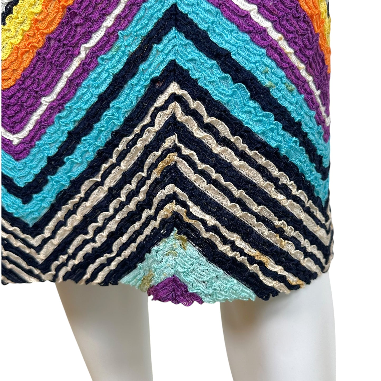 Missoni Midi Skirt Multicolor Chevron Print Elastic Waist