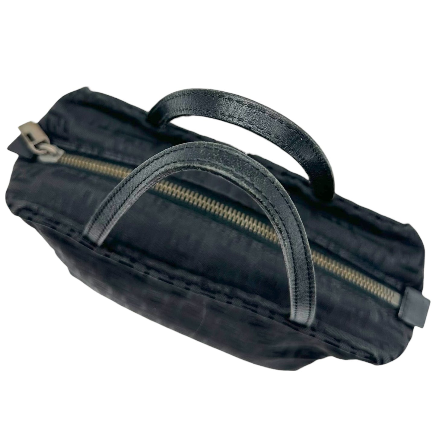 Fendi Black Zucchino Monogram Mini Pochette Bag