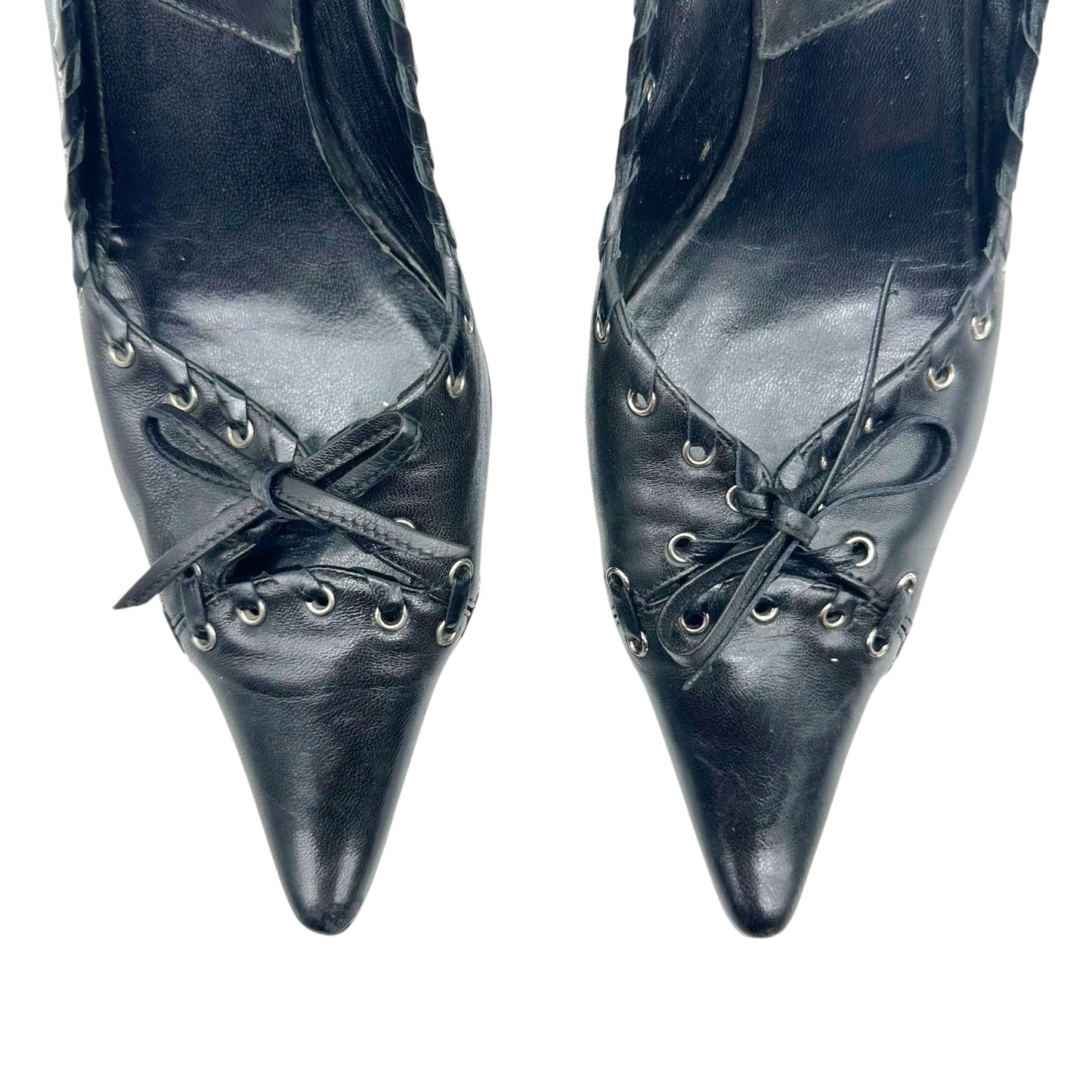 Christian Dior Black Pointed Toe Heels with Eyelet Details