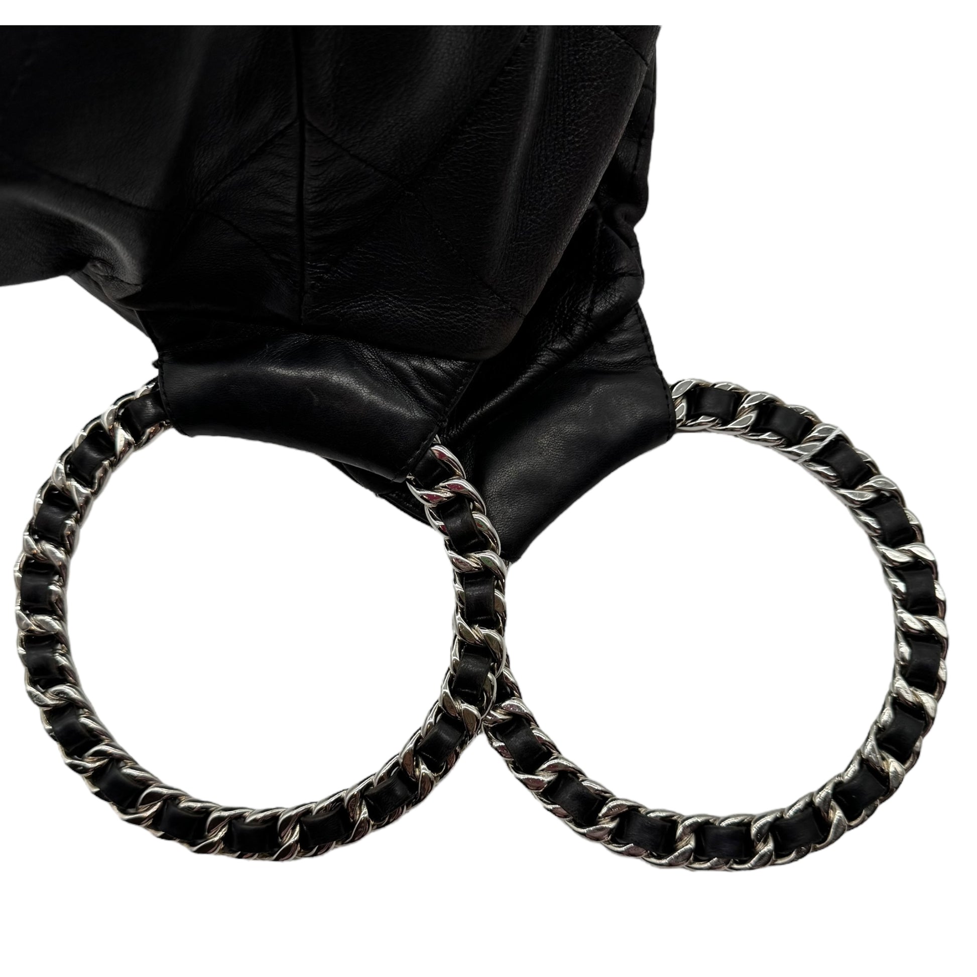 Chanel Black Matelasse Quilted Lambskin Oversized Ring Handle Hobo 1994-96] - Outfit Repeater