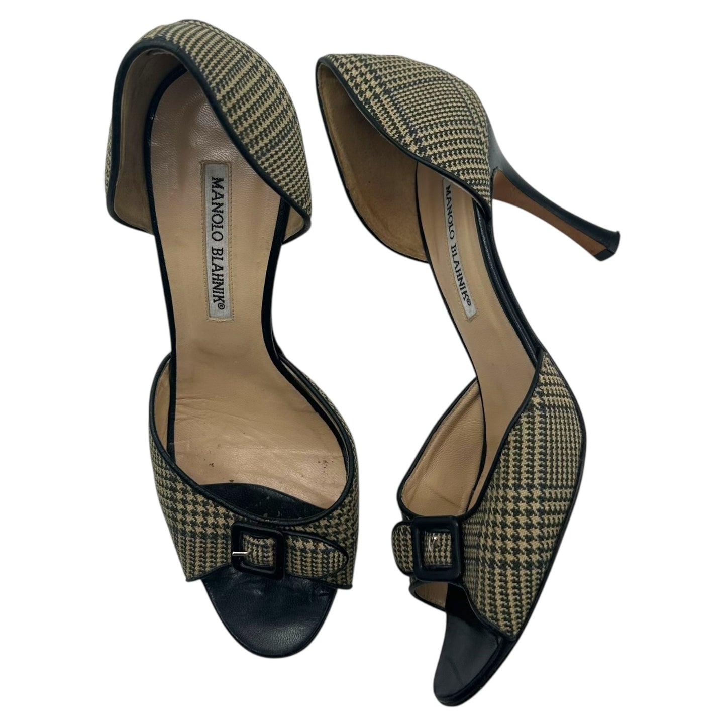 Manolo Blahnik Wool Houndstooth D'Orsay Heels