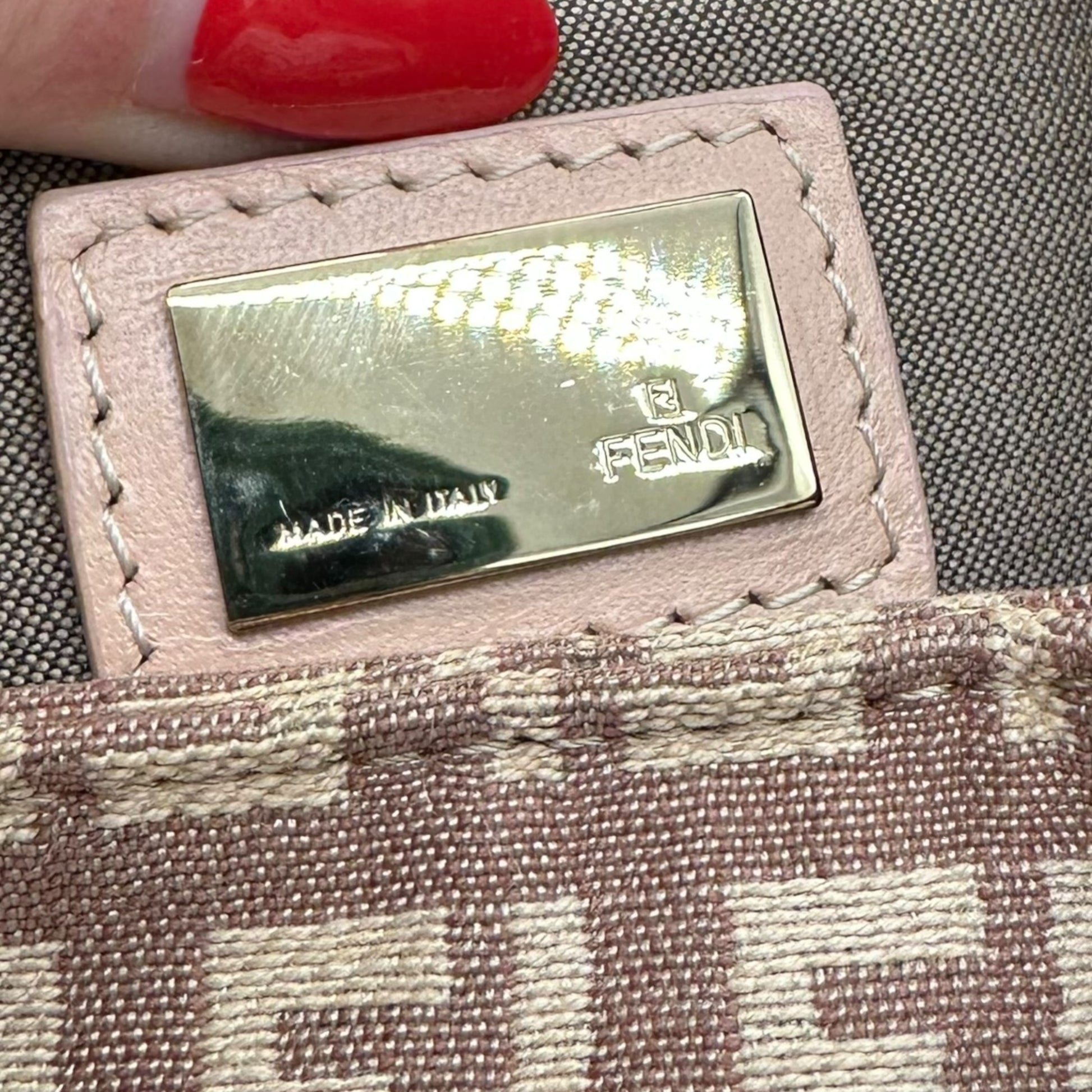 Fendi Pink Zucchino Monogram Mini Baguette Shoulder Bag - Outfit Repeater