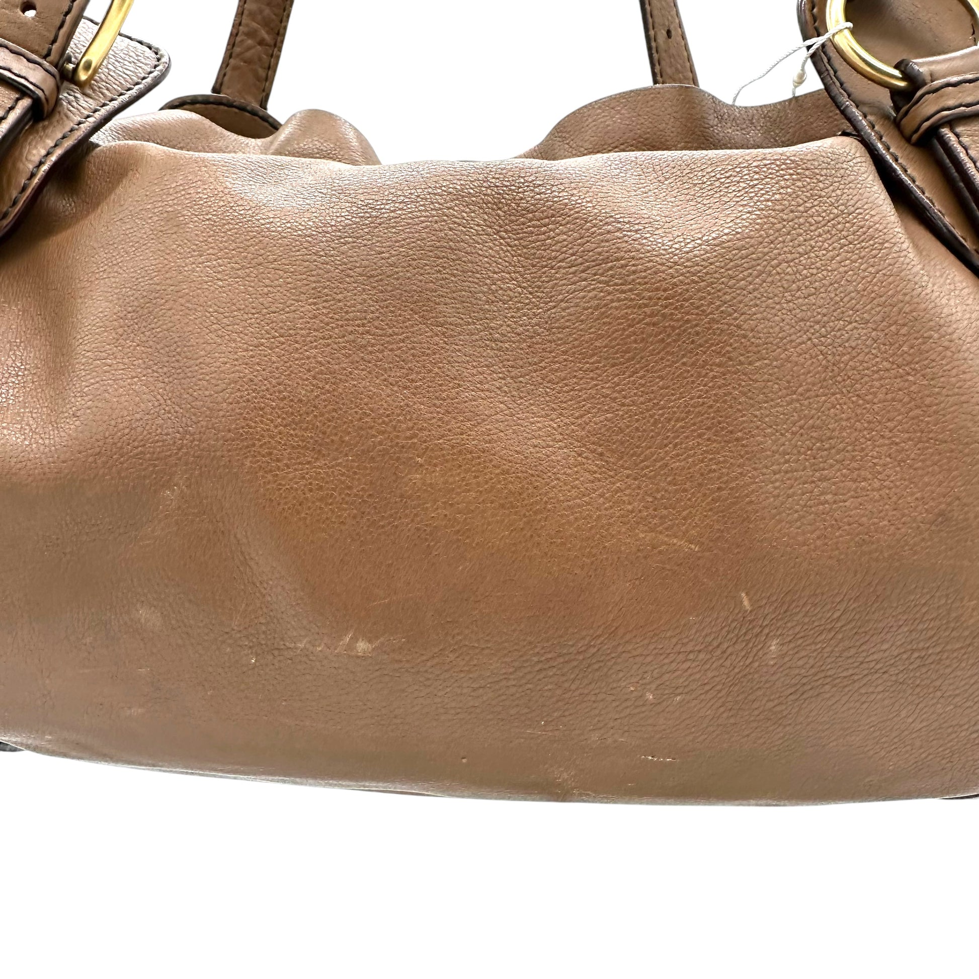 Miu Miu Brown Leather Side Tie Shoulder Bag - Outfit Repeater