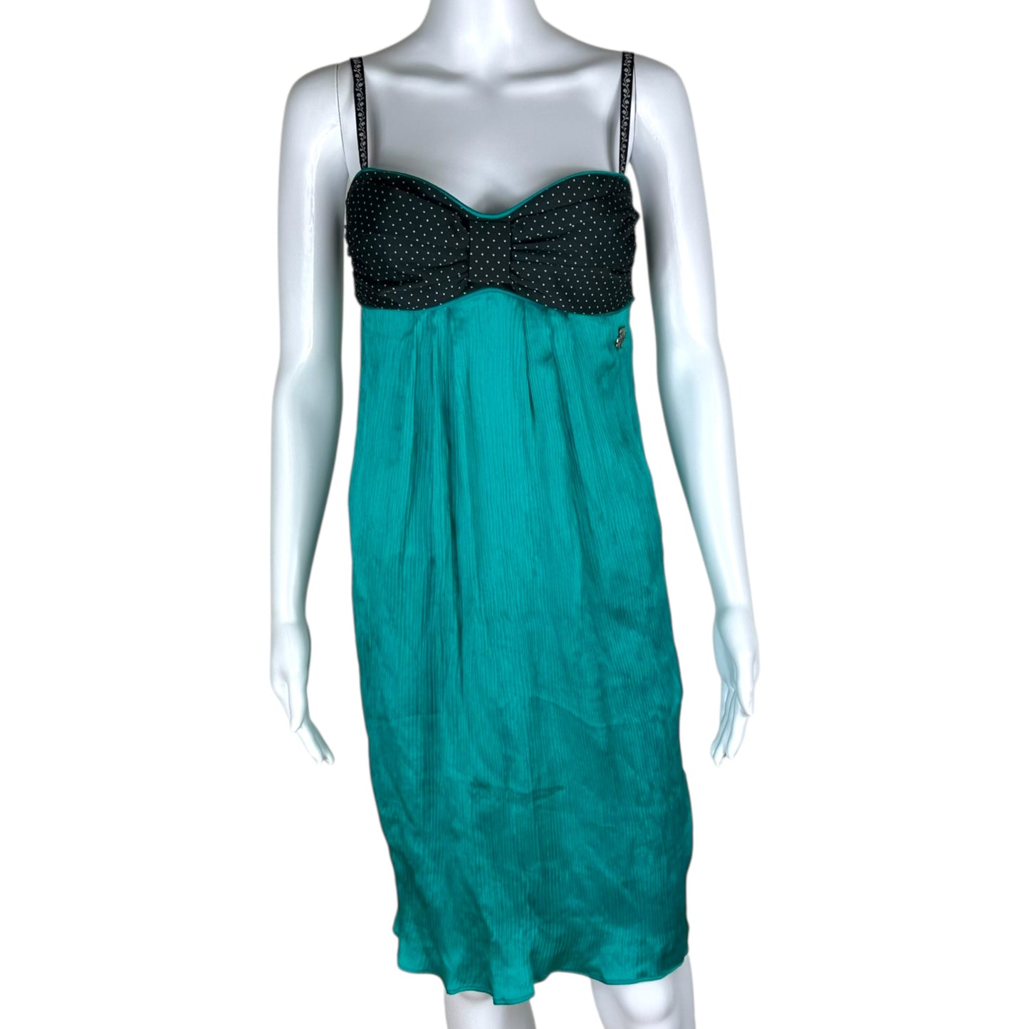 Galliano Turquoise Silk Babydoll Mini Dress
