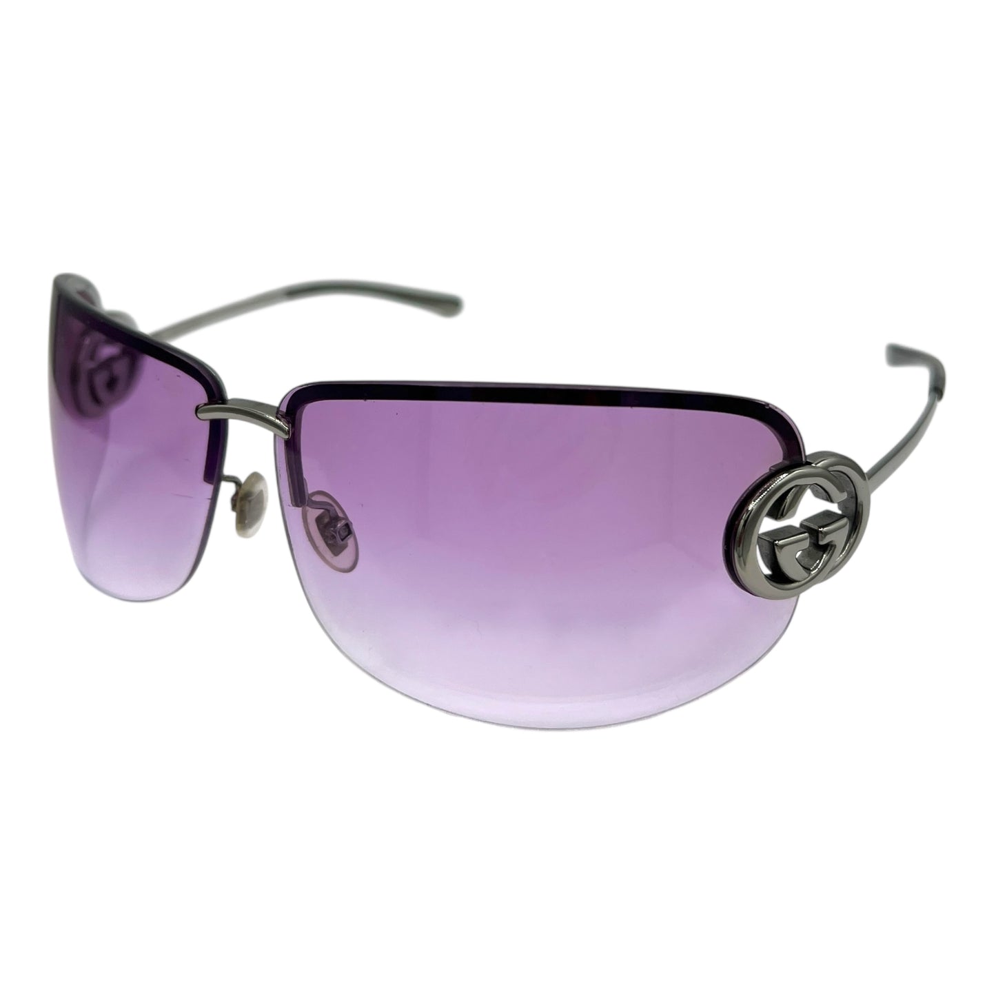 Gucci Purple Rimless Logo Lens Gradient Shield Sunglasses GG2782 w/ Case