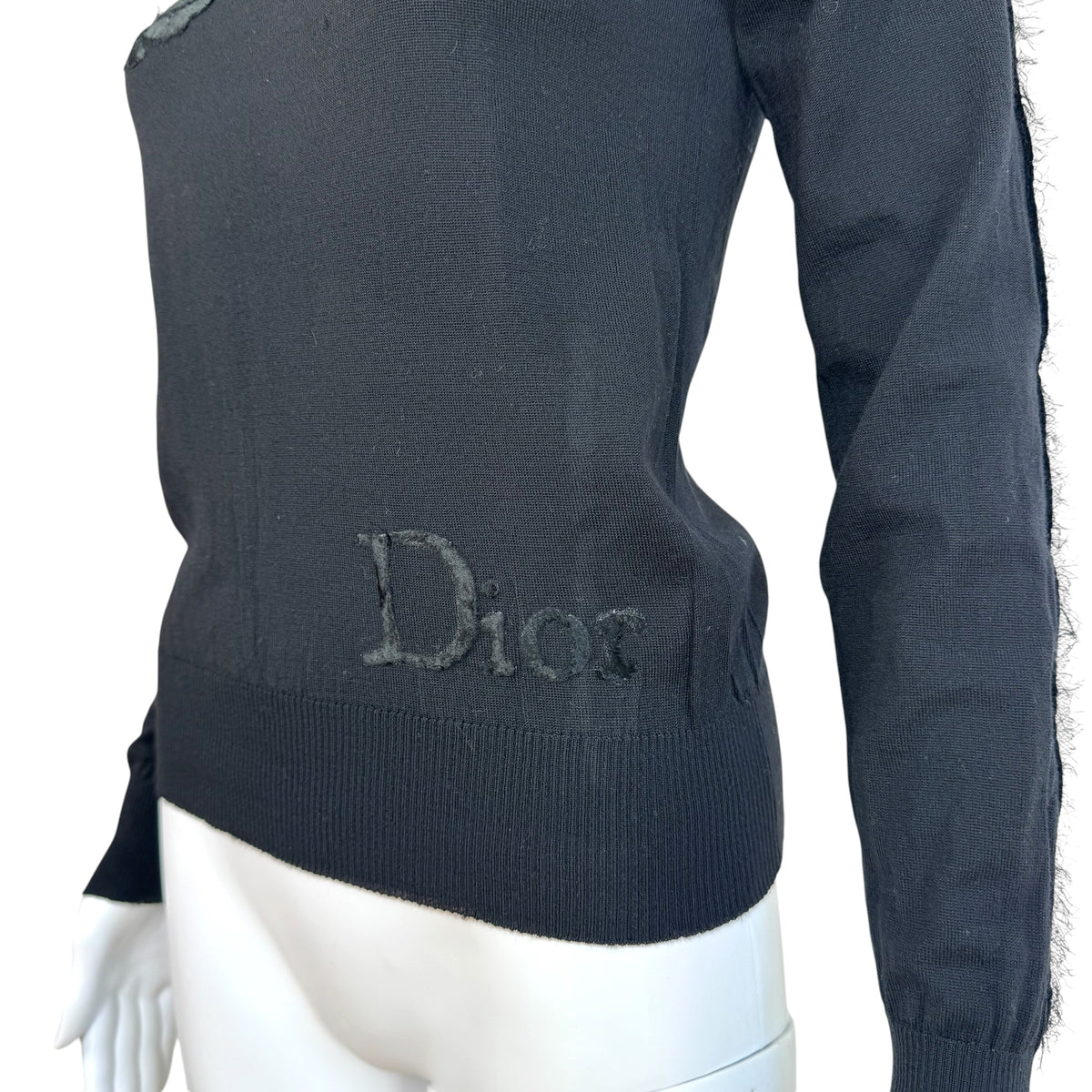 Christian Dior Black Cashmere Velvet Turtleneck Sweater