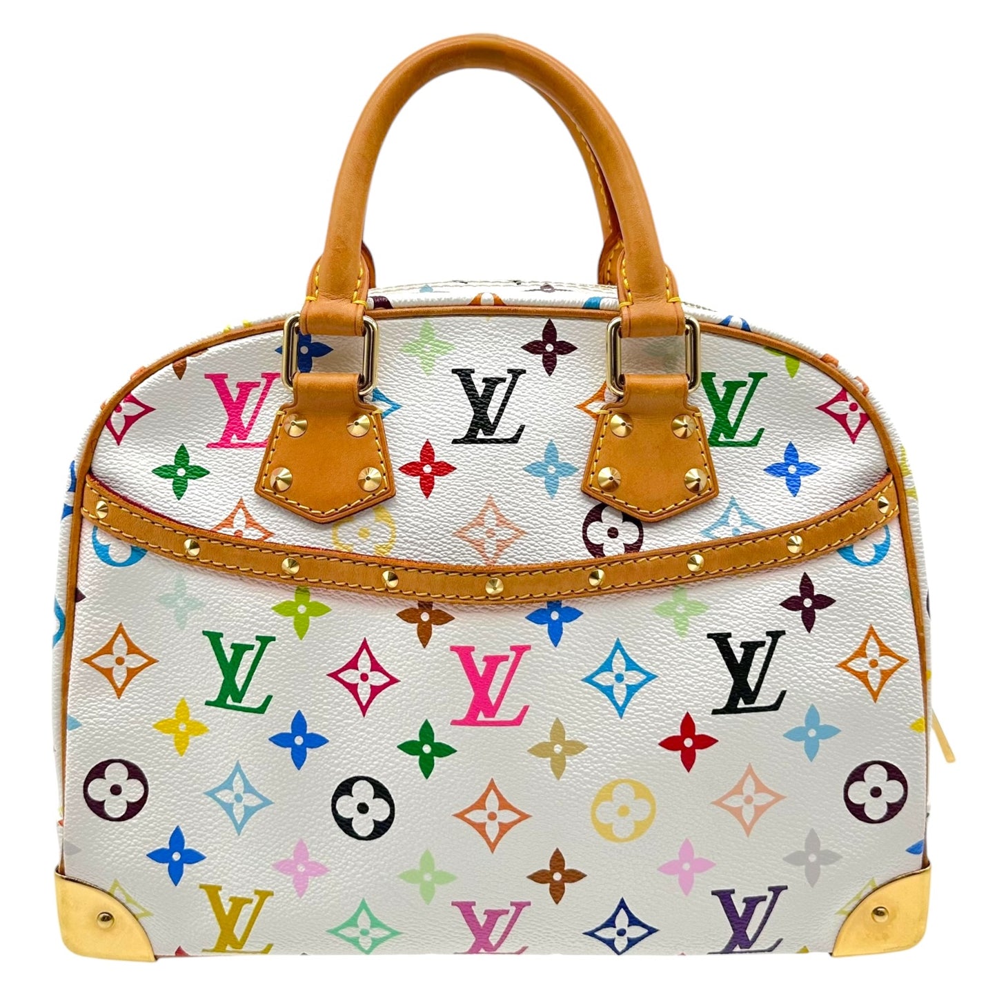 Louis Vuitton Trouville Handbag White Multicolor Canvas