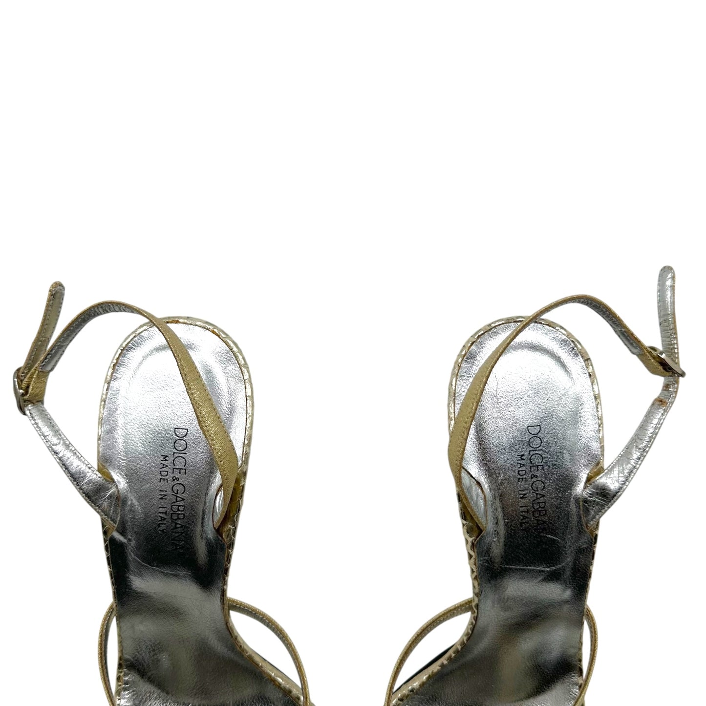 Dolce & Gabbana Gold Python Slingback Sandal Heels