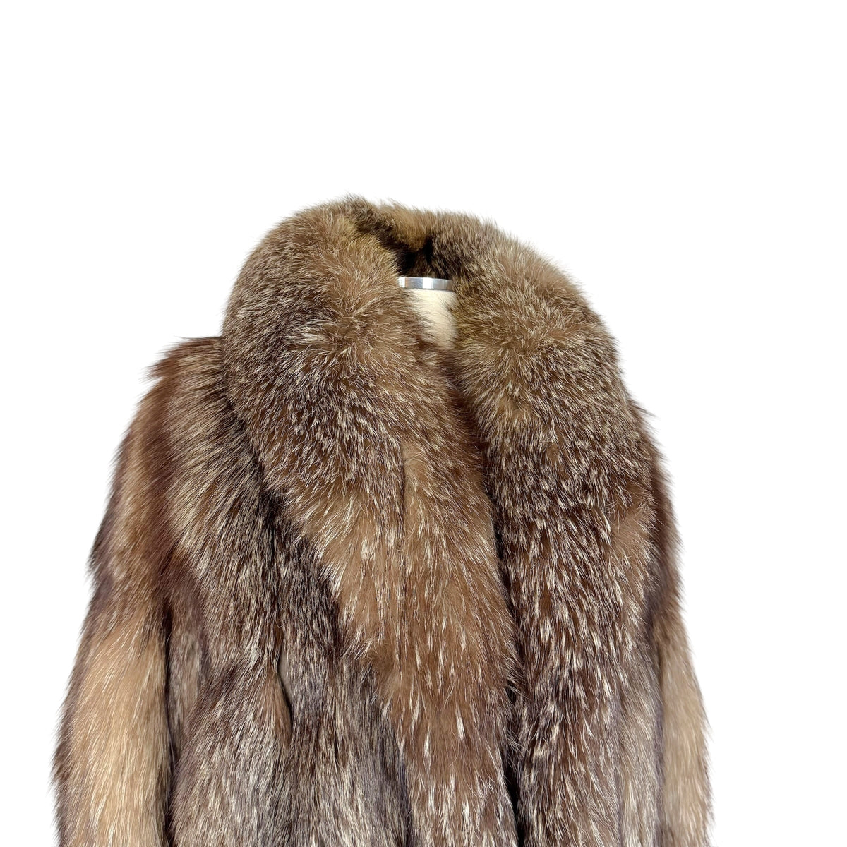 Blue Frost Design Fox Fur Coat Silver Brown Relaxed Fit