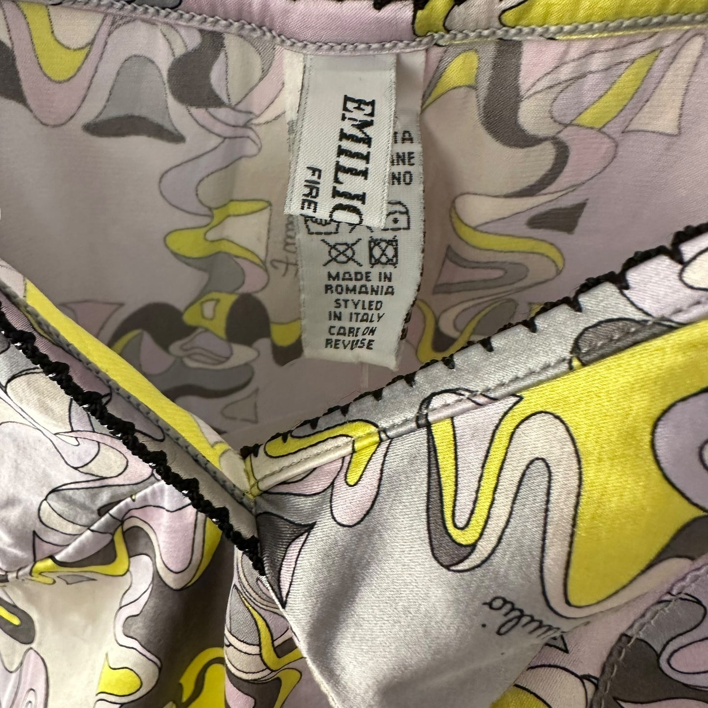 Emilio Pucci Green & Gray Printed Silk Cami