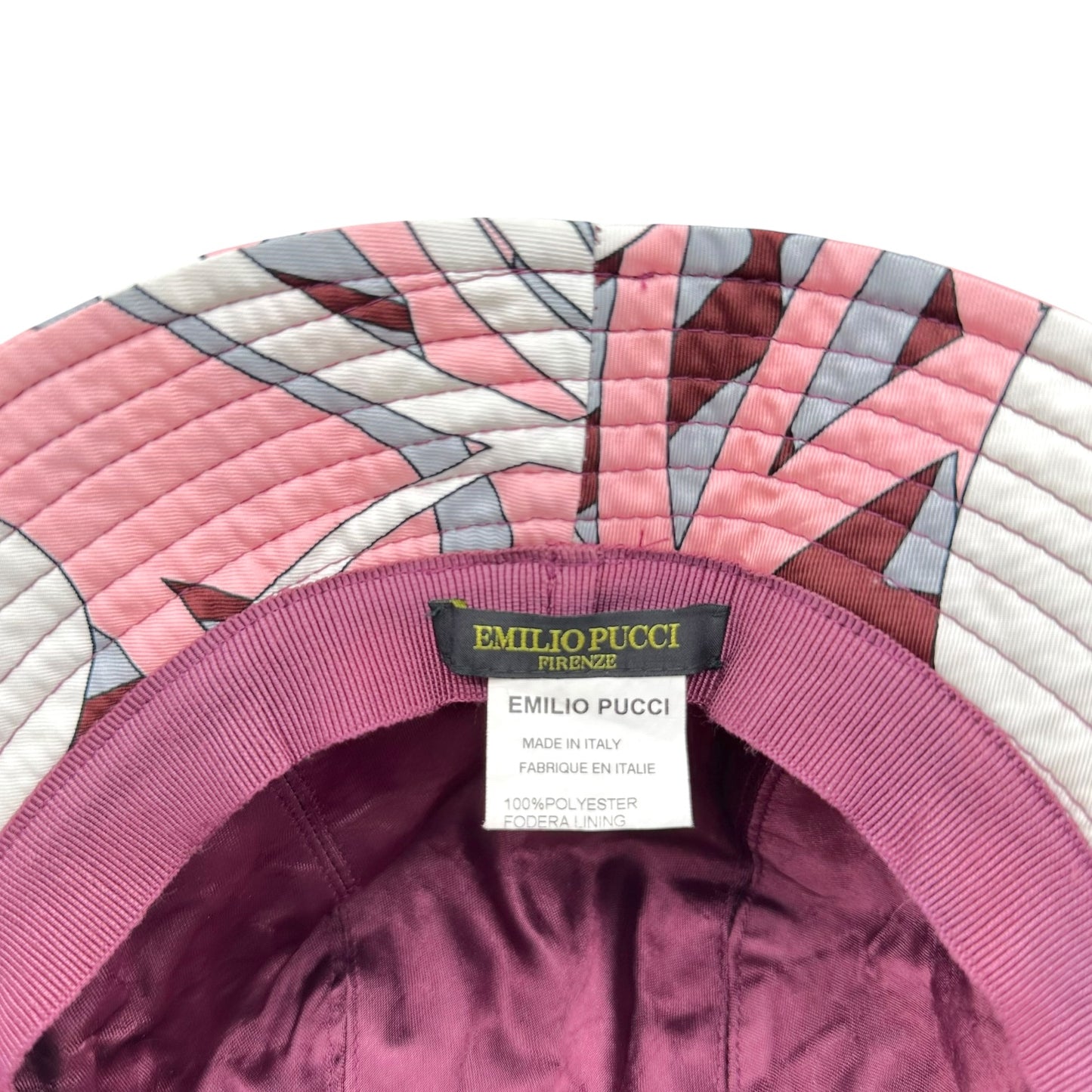 Emilio Pucci Pink & Gray Printed Silk Bucket Hat