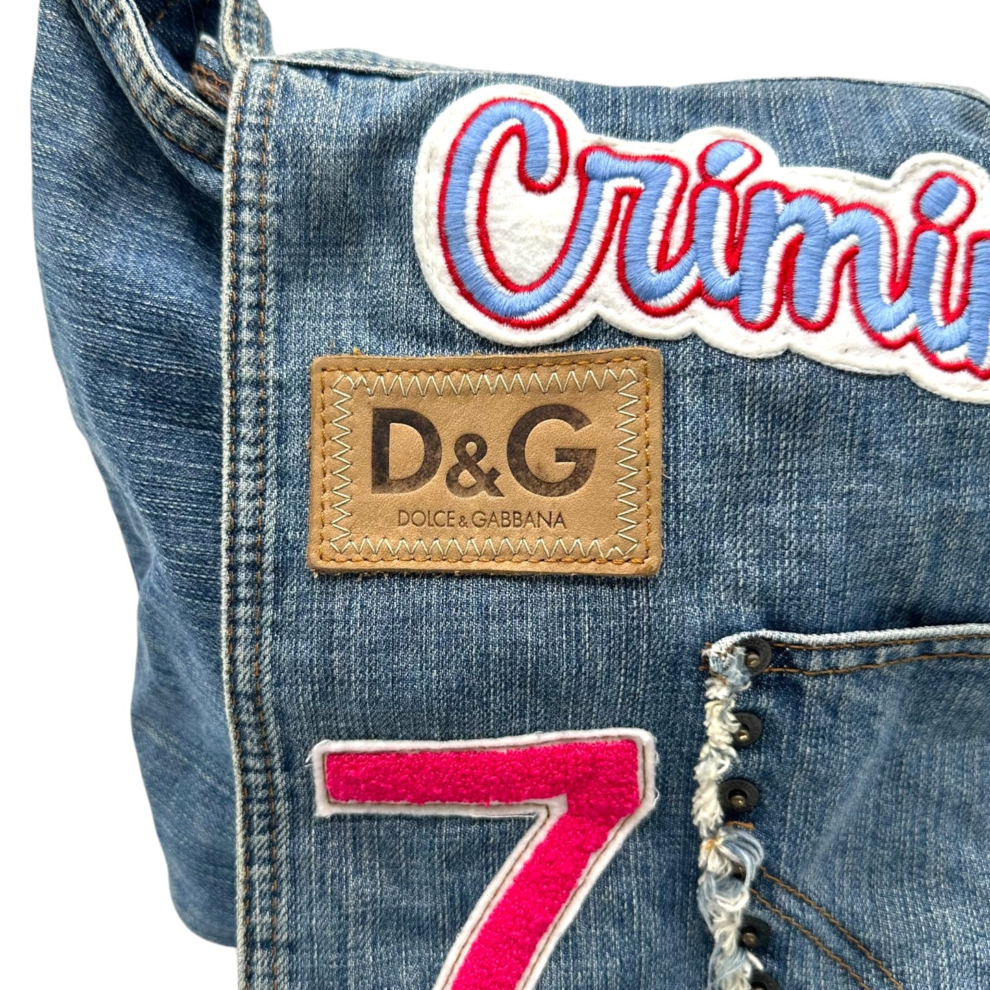 D&G Dolce & Gabbana 'Criminal' Denim Patchwork Messenger Bag