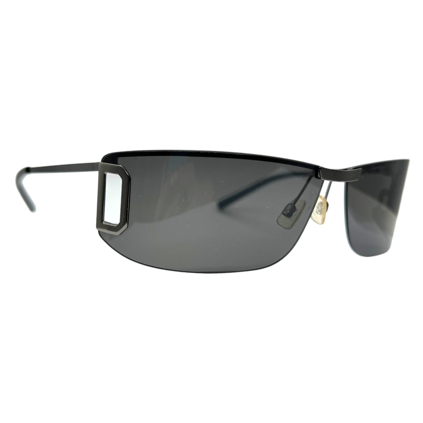 Dolce & Gabbana Black & Silver Rimless DG Logo Shield Sunglasses DG 610S