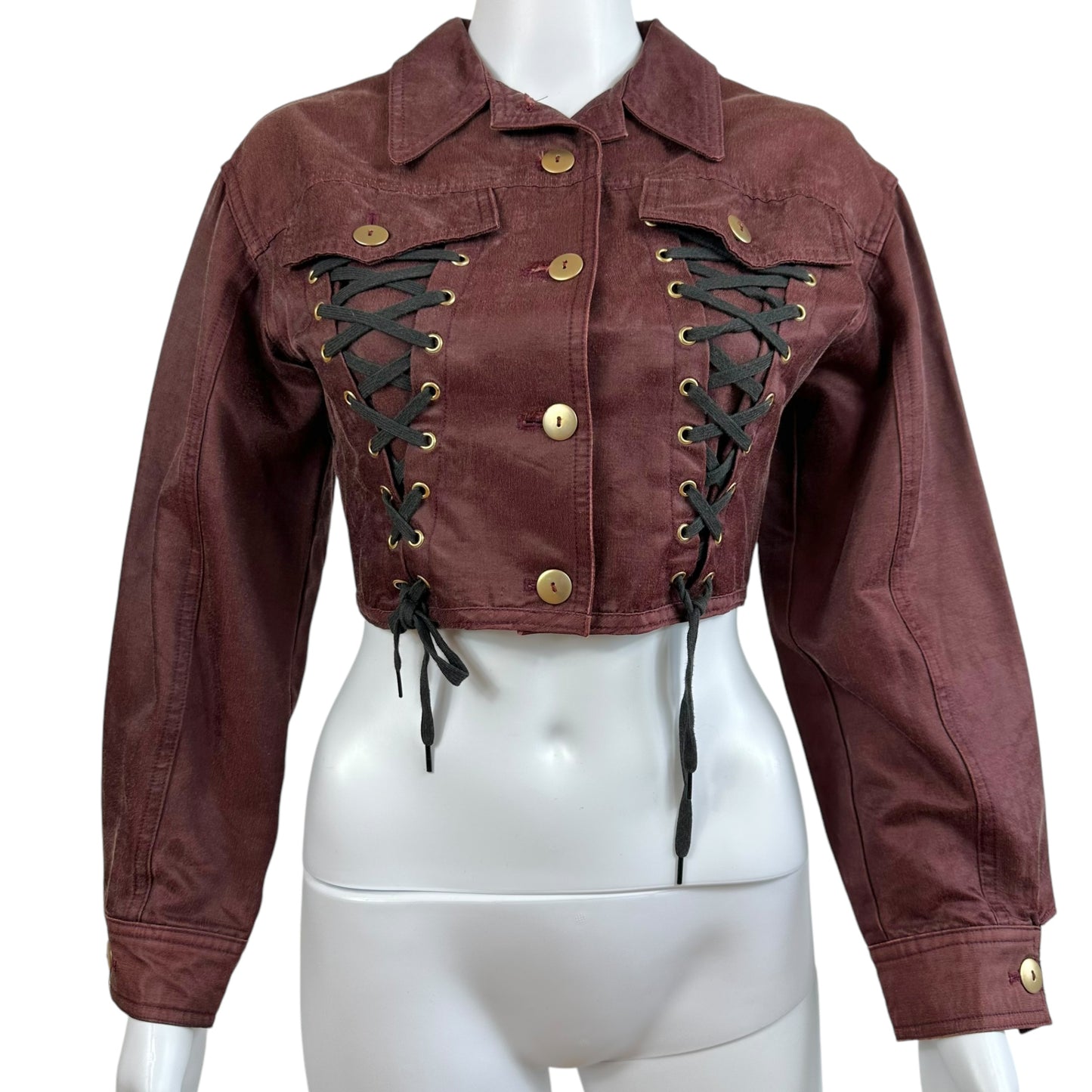 Junior Gaultier Burgundy Lace Up Jacket