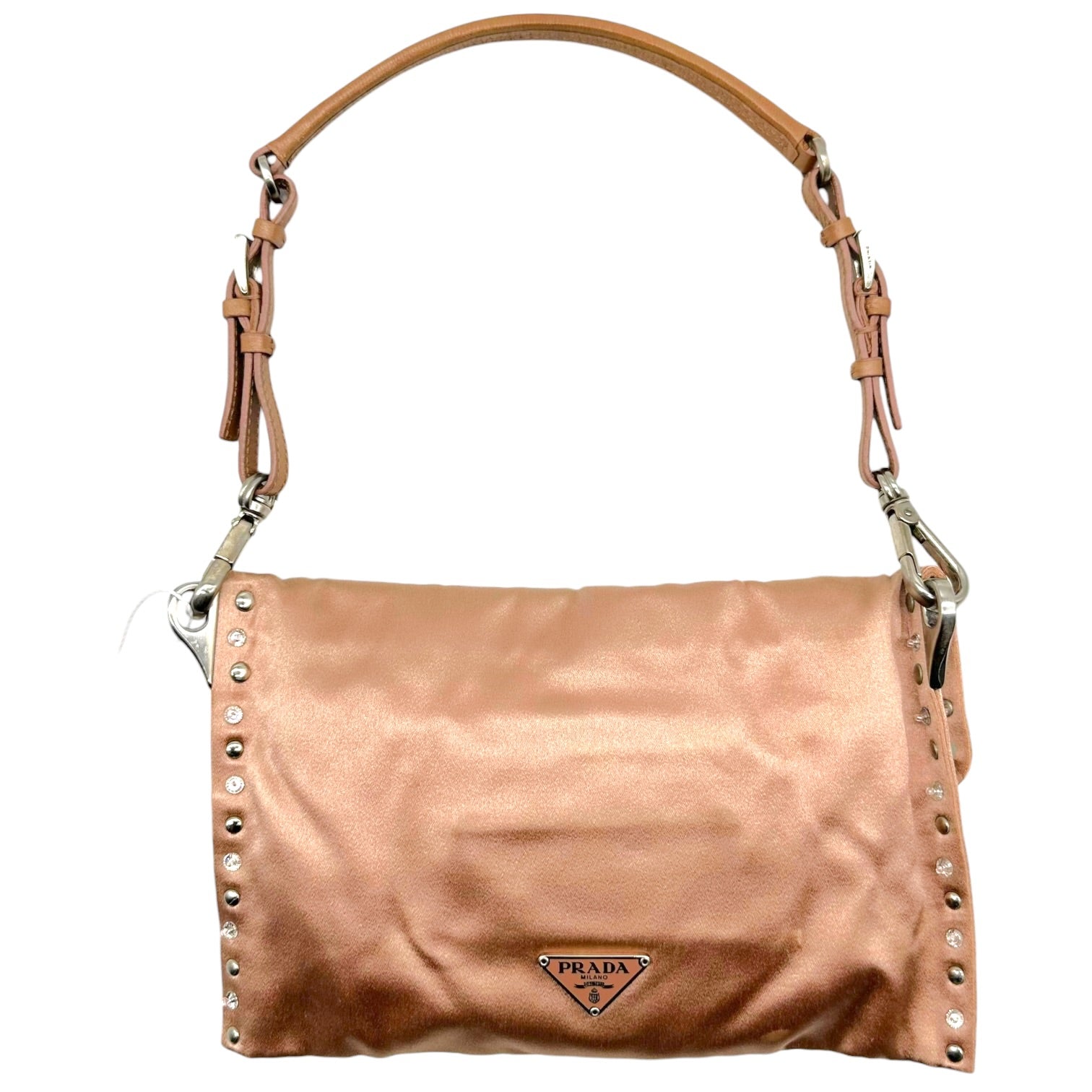 Prada Pink Silk Mini Bag With Studs