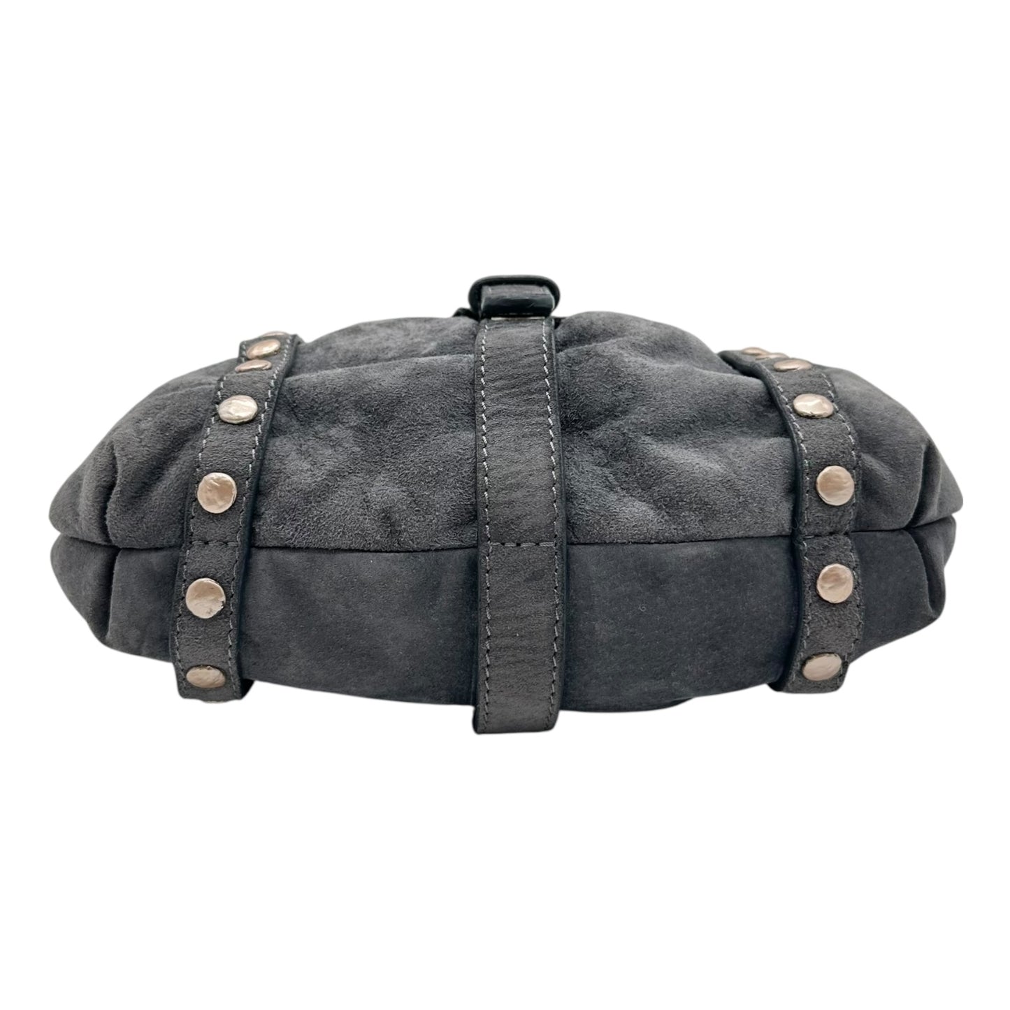 Loewe Gray Suede Pearl Studded Shoulder Bag