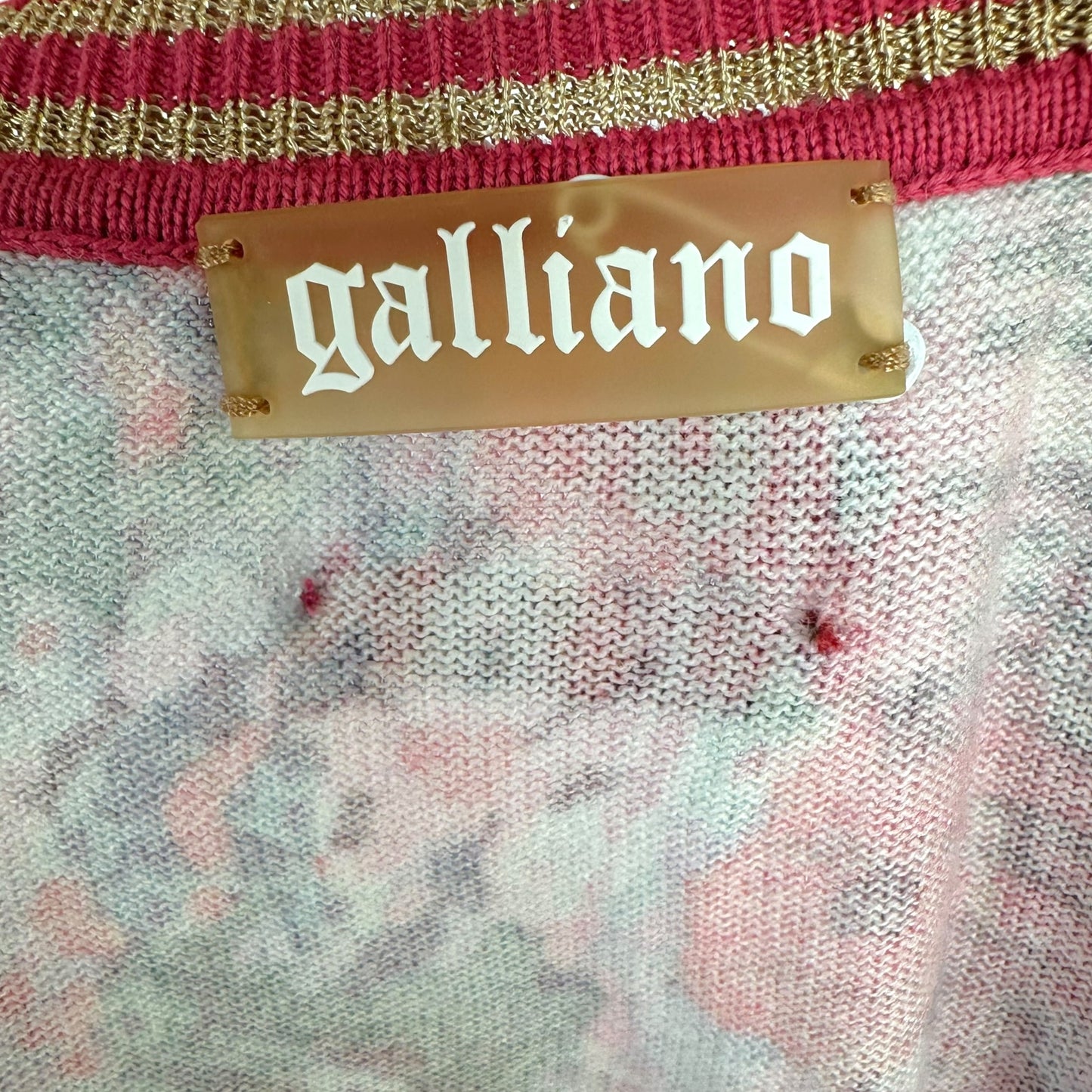 Galliano Pink & Purple Floral Gazette Newsprint Cardigan