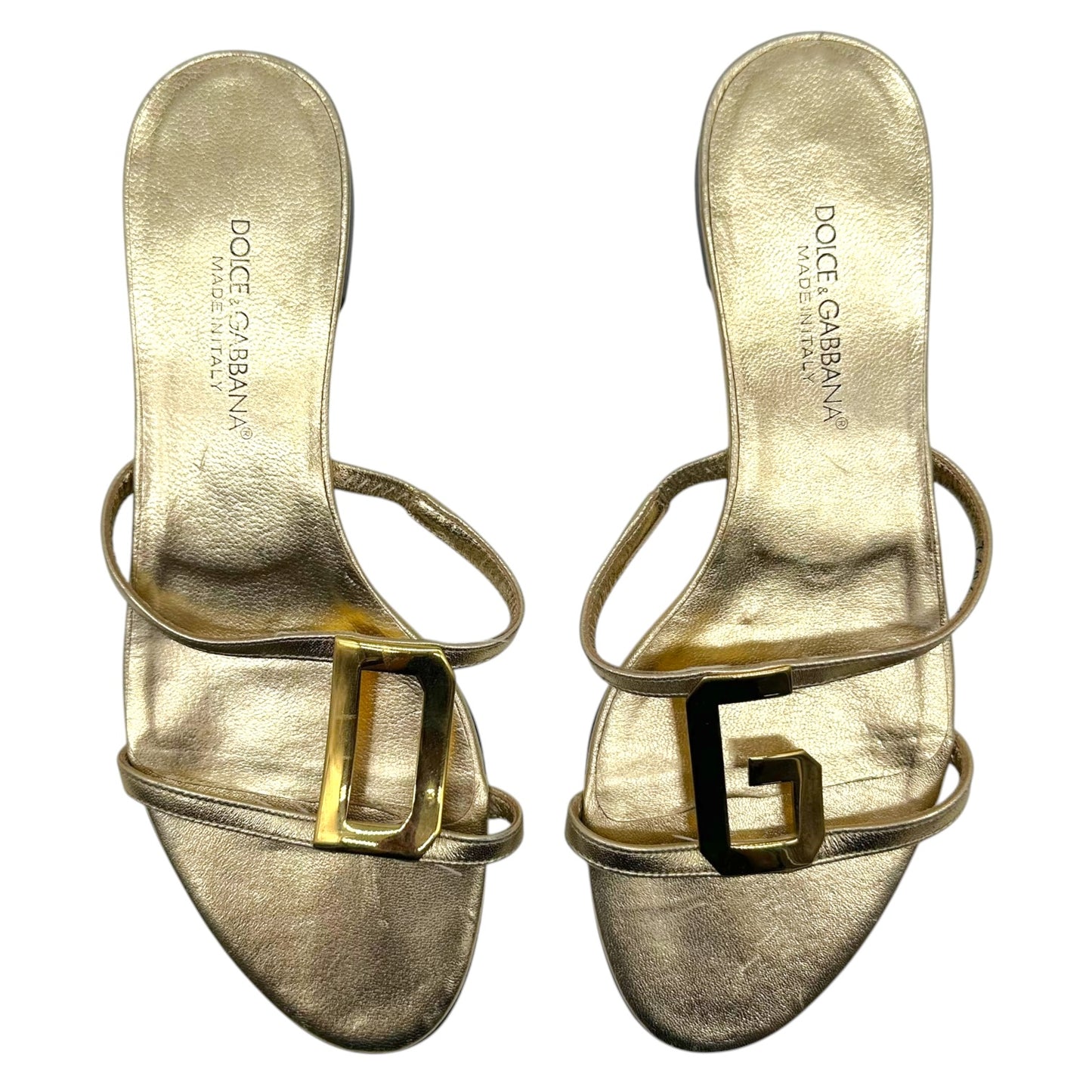 Dolce & Gabbana Gold DG Logo Flat Sandals