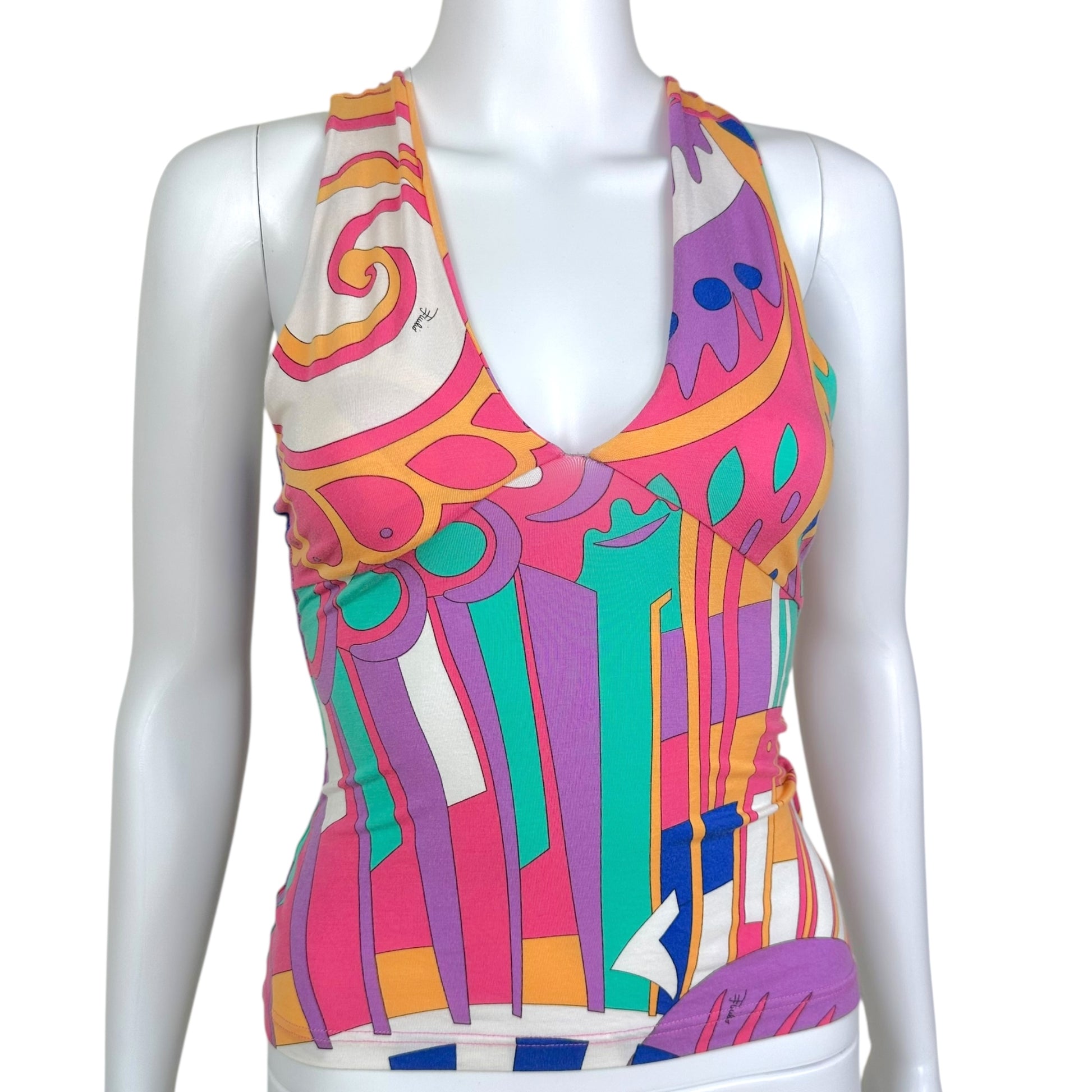 Emilio Pucci Pink & Orange Multicolor Printed Tank Top - Outfit Repeater