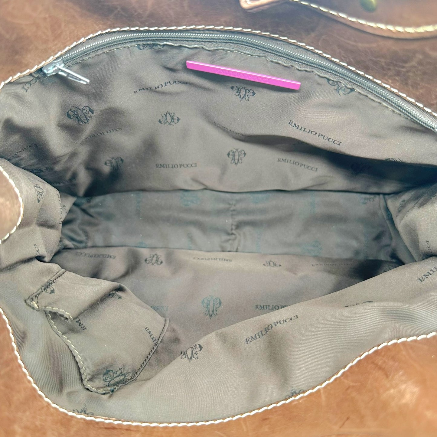 Emilio Pucci Printed Corduroy Leather Tote Bag