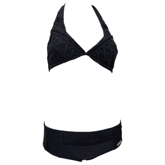 John Galliano Black Lace Up Halter Bikini Set Size S