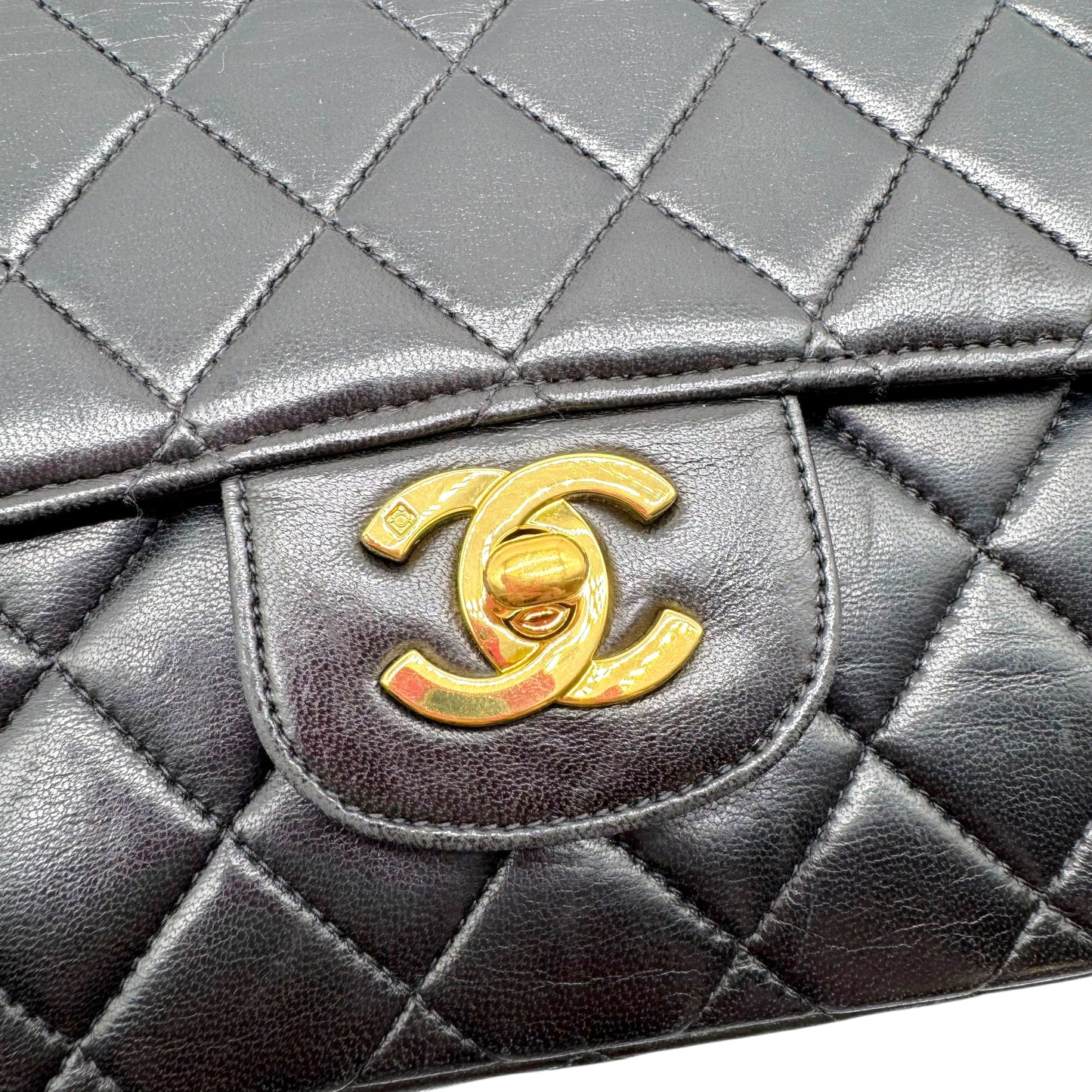 Chanel Black Matelasse Lambskin Top Handle Kelly Flap Bag 1994-96