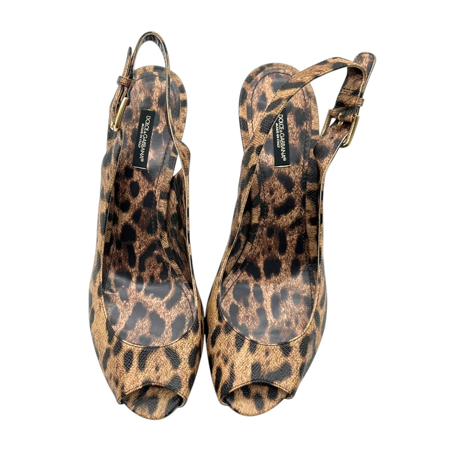 Dolce & Gabbana Brown Leopard Wooden Platform Sandals