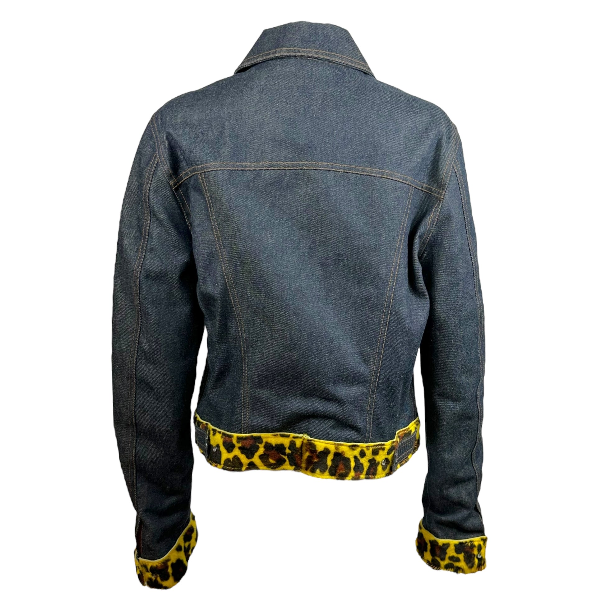 D&G Dolce & Gabbana Yellow Leopard Accent Denim Jacket - Outfit Repeater