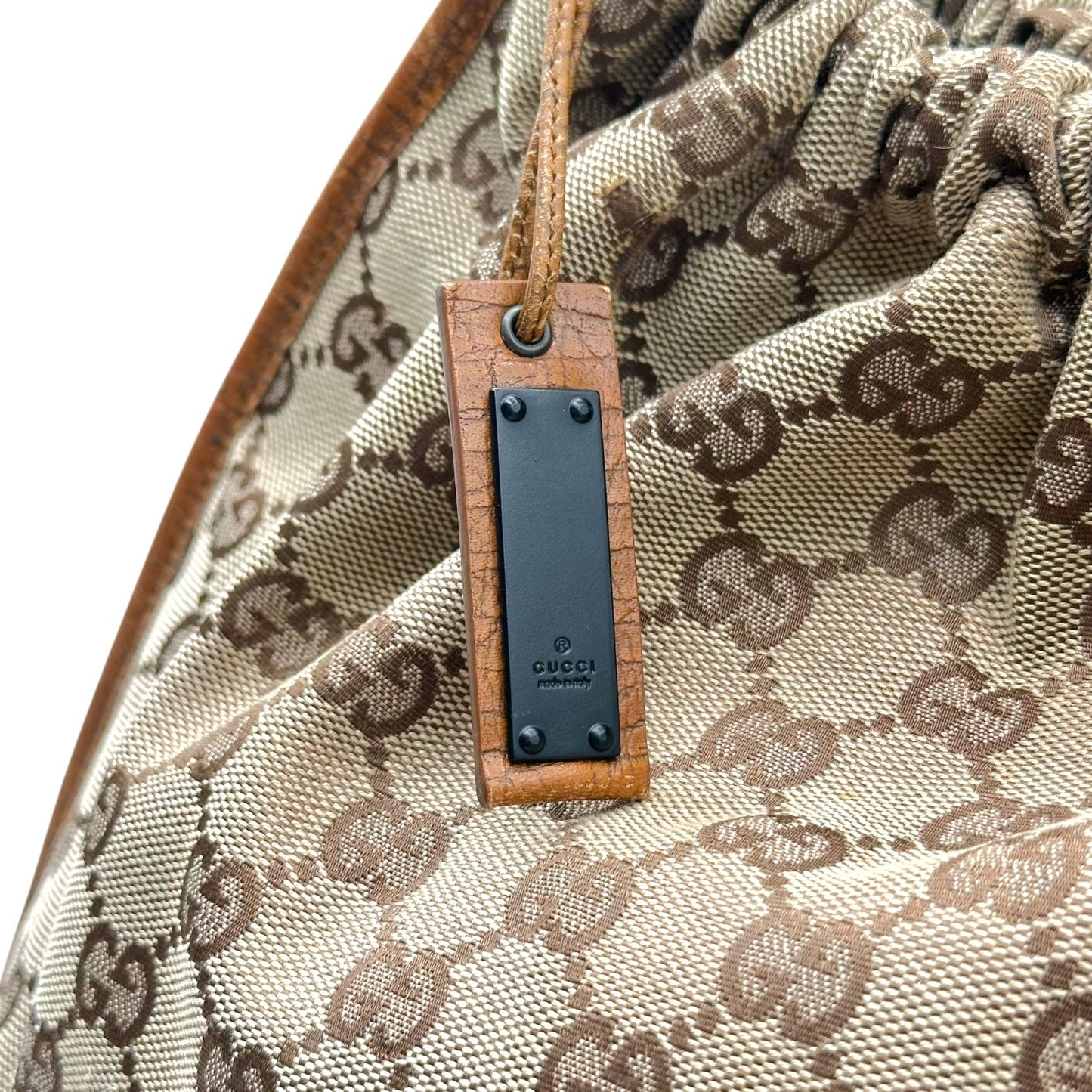 Gucci Tan Monogram Ruched Handbag