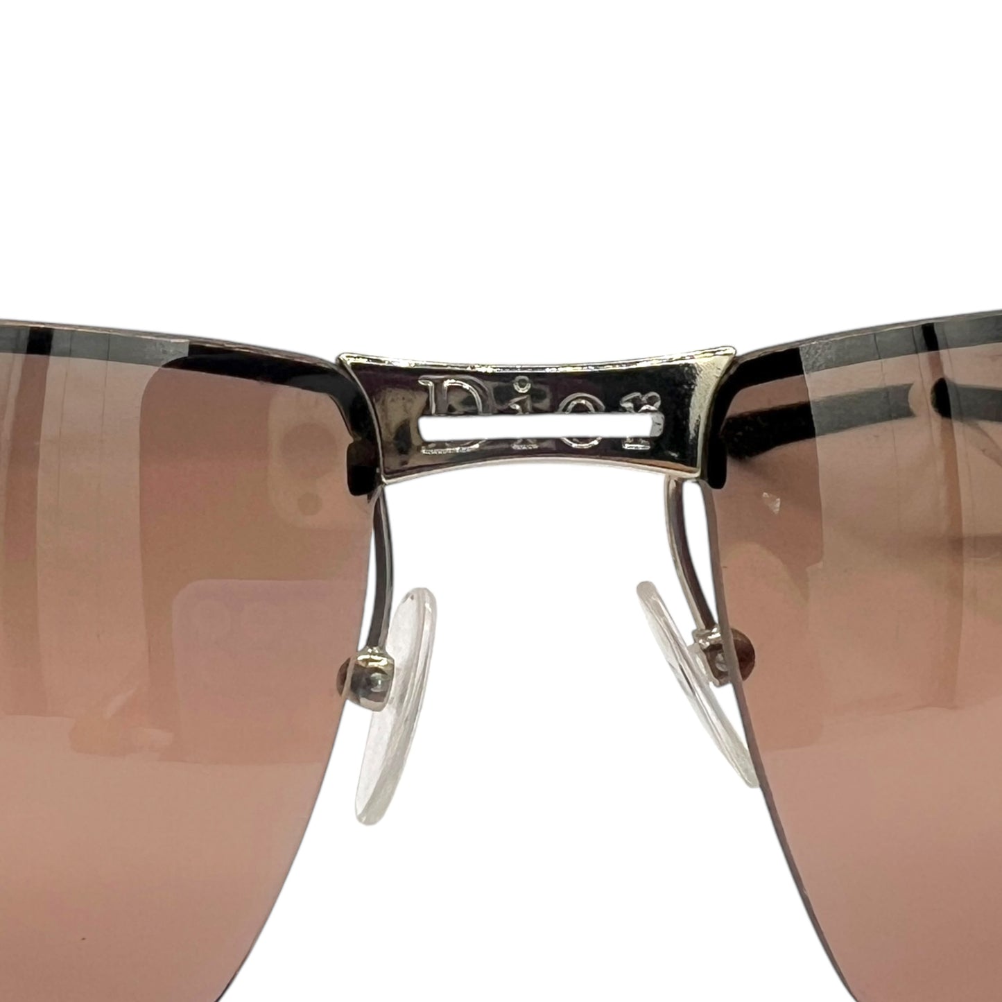 Christian Dior Adiorable2 Brown & Silver Rimless Rectangle Sunglasses