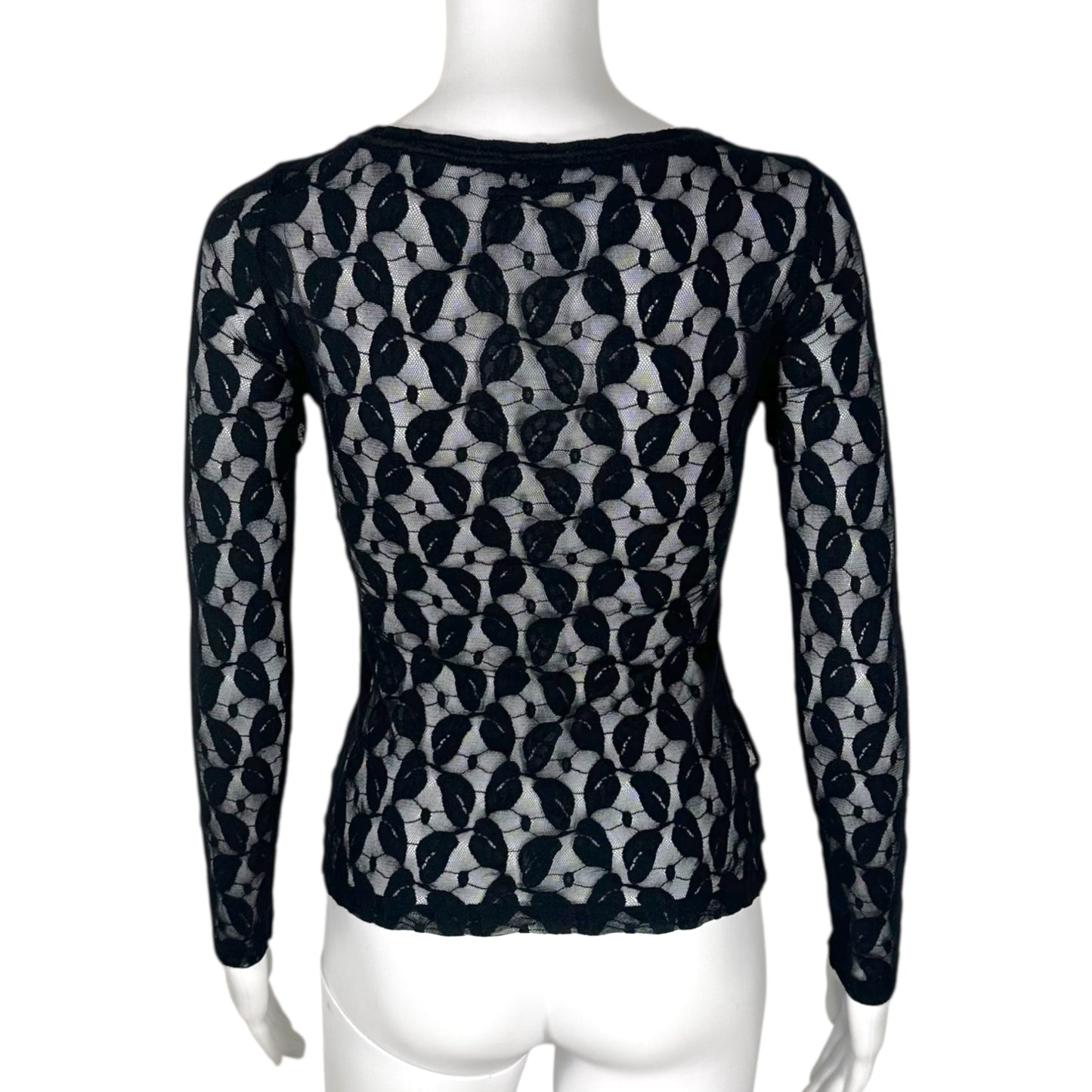 Jean Paul Gaultier Black Lace 'Leaf' Print Longsleeve