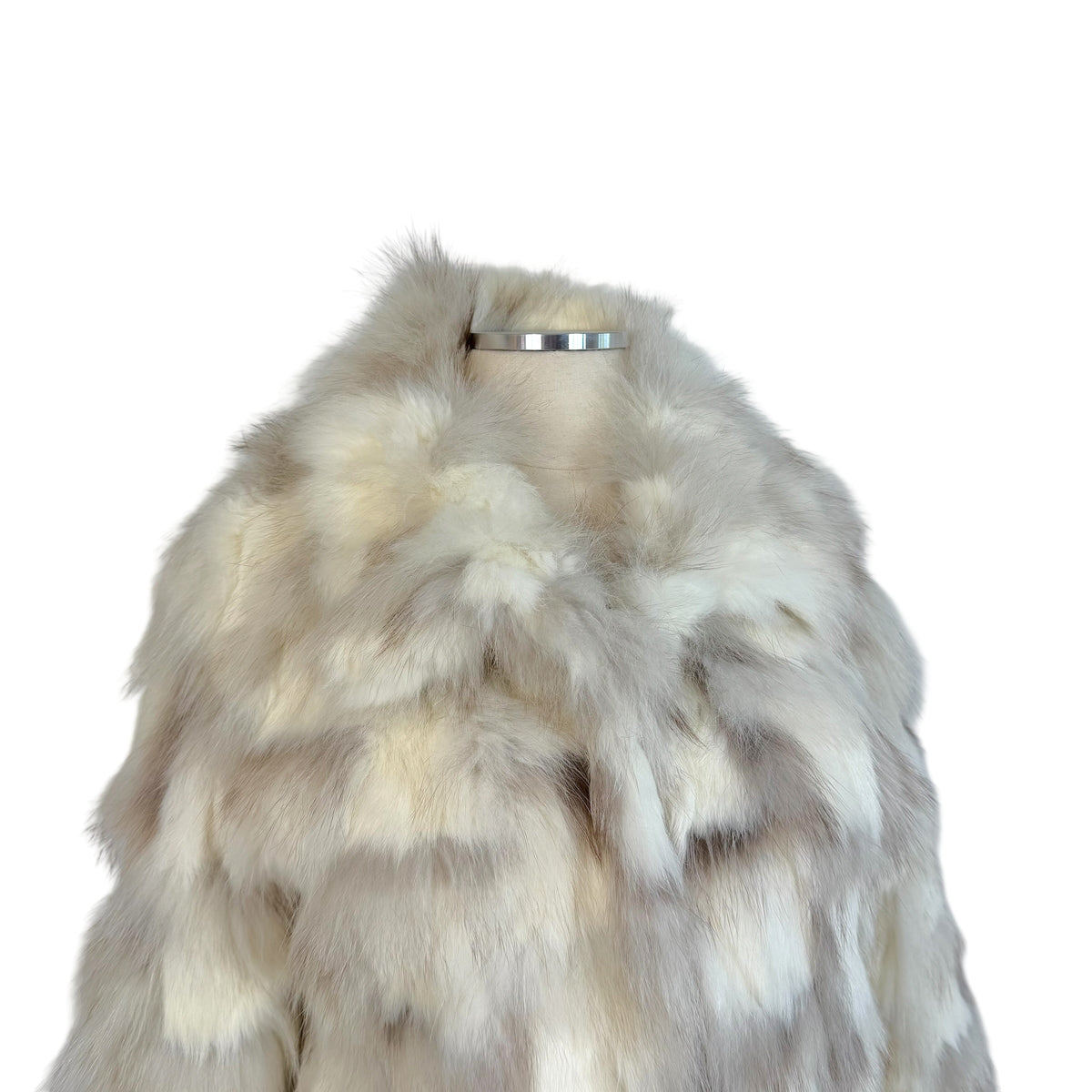 Burberry Ivory Brown Cropped Rabbit Fur Coat