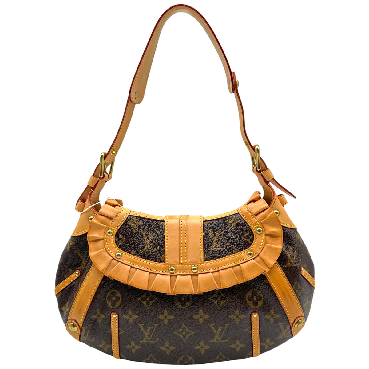 Louis Vuitton Shoulder Bag Classic Monogram Tan Leather