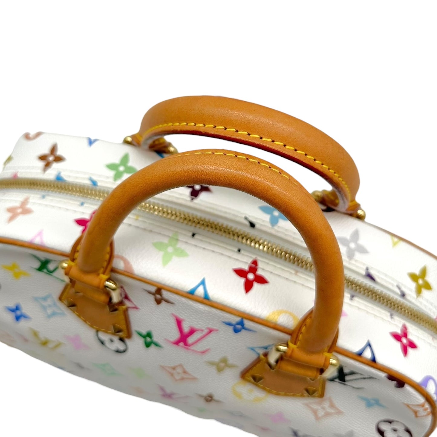 Louis Vuitton Trouville Handbag White Multicolor Canvas