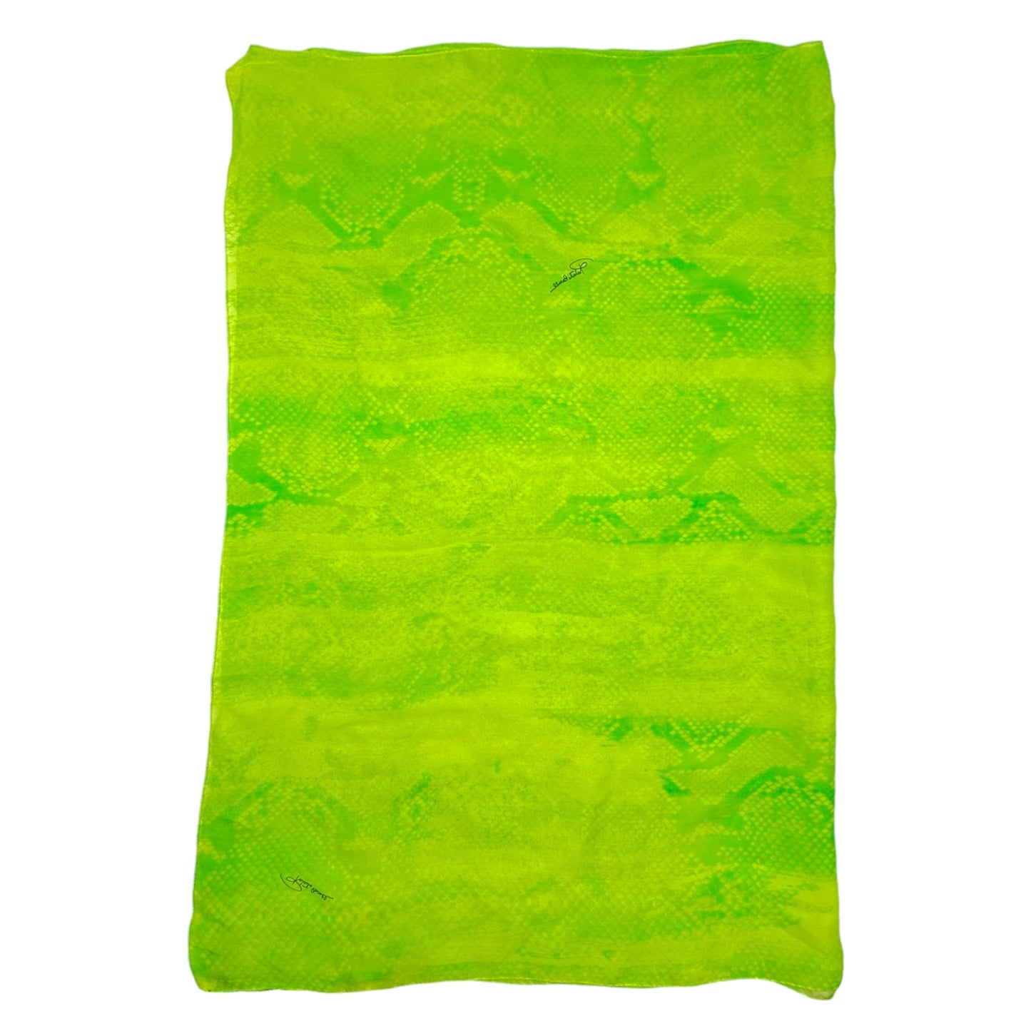 Roberto Cavalli Neon Green Snakeskin Silk Stole Scarf