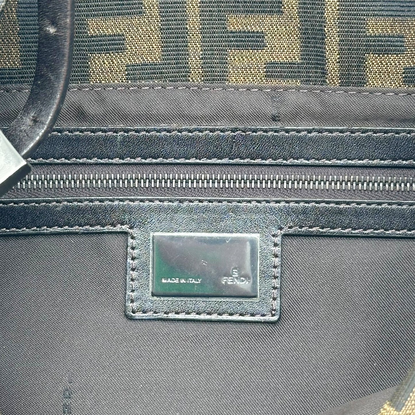 Fendi Brown Zucca Monogram Fold-Over Baguette Bag