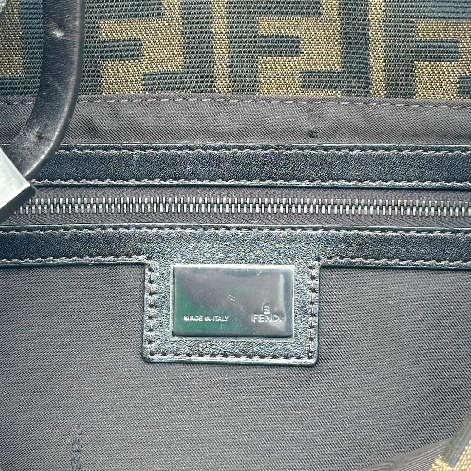 Fendi Brown Zucca Monogram Fold-Over Baguette Bag