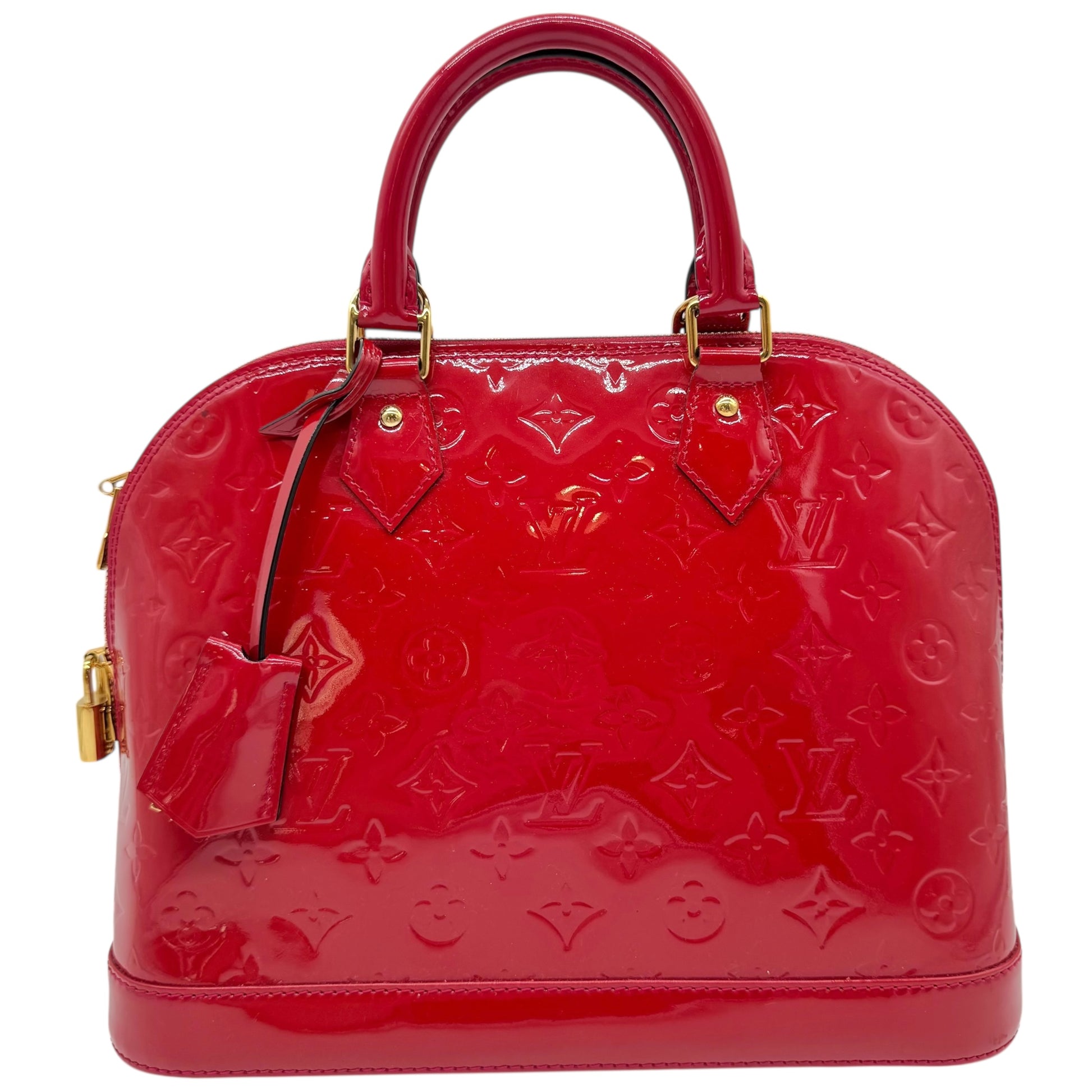 Louis Vuitton Red Veris Patent Monogram Alma PM Bag - Outfit Repeater