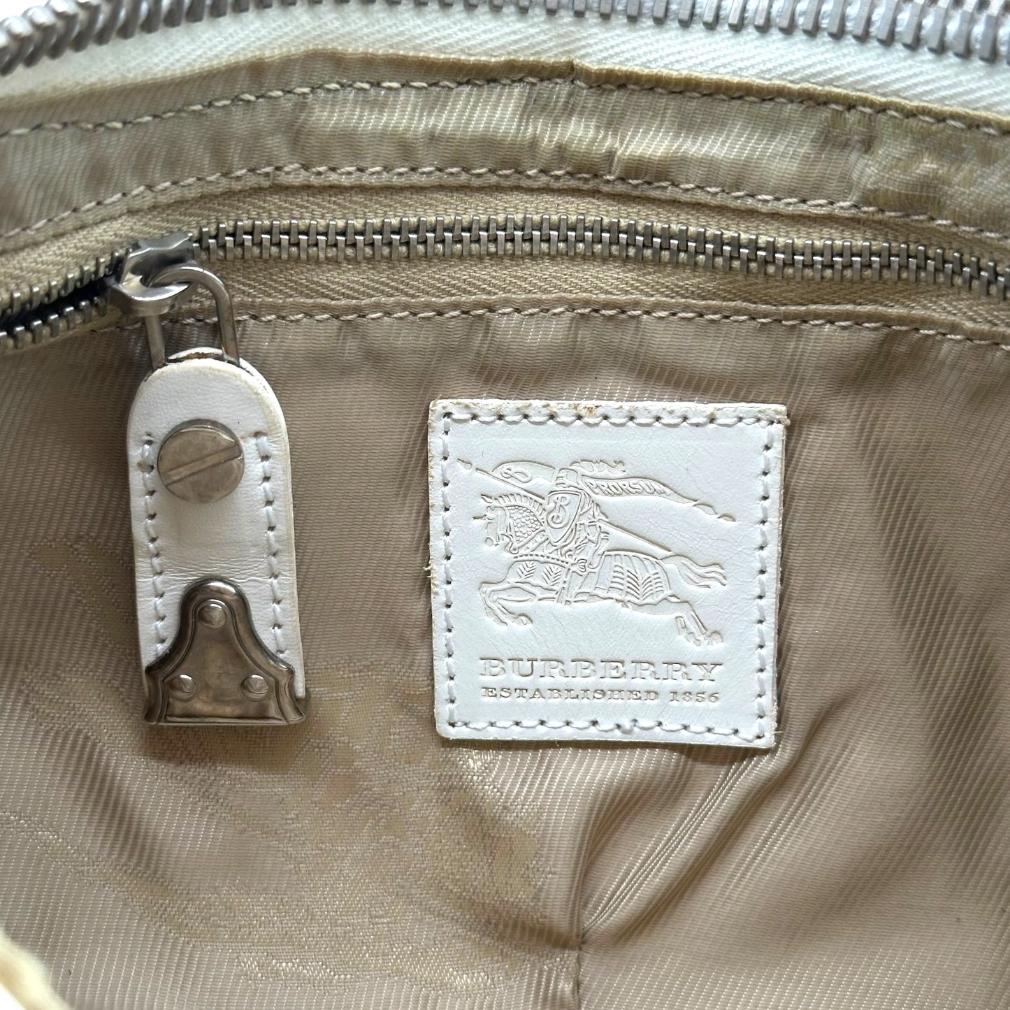 Burberry White Leather Silver Studded Shoulder Bag - Outfit Repeater