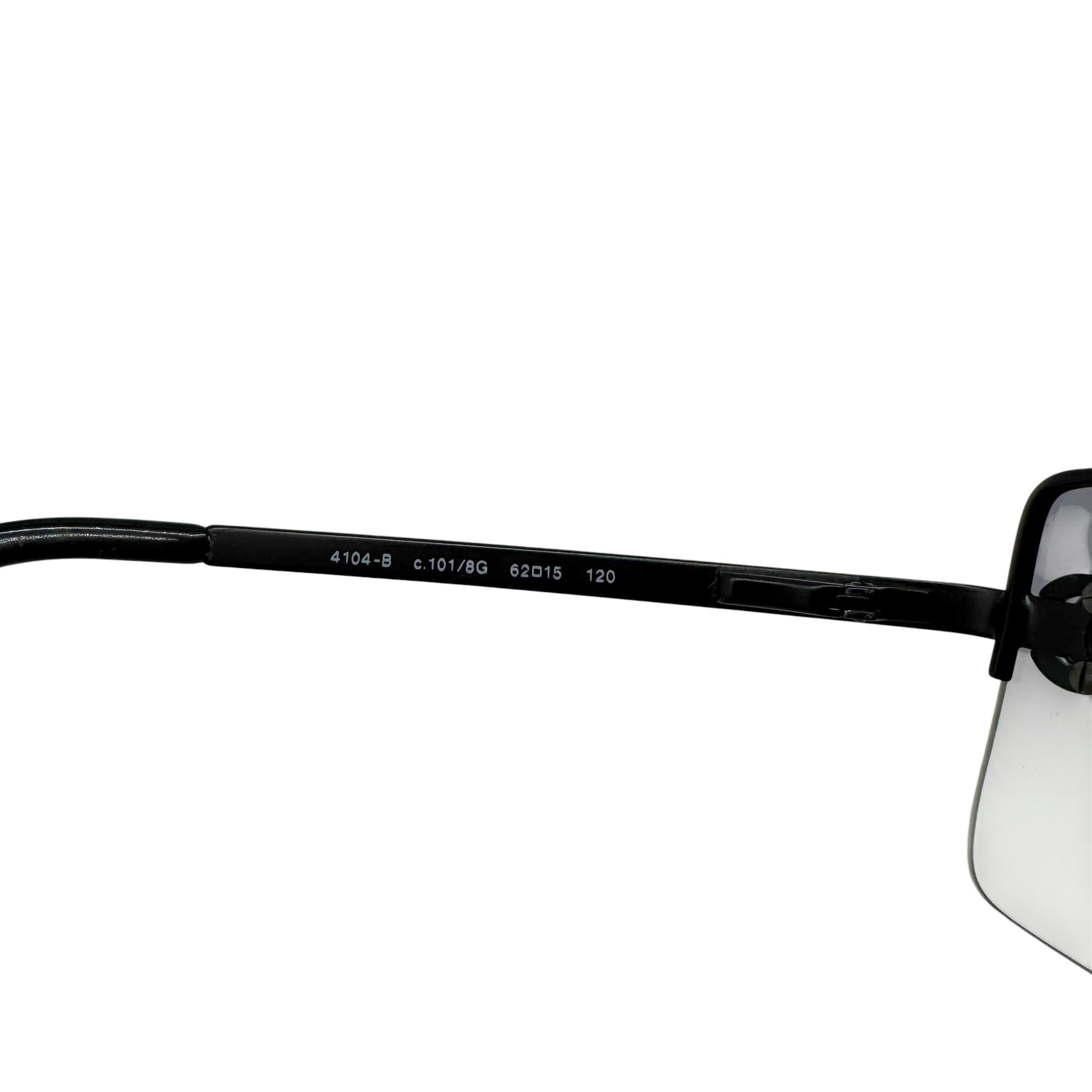 Chanel Rimless Rectangle Sunglasses Black Silver Crystal