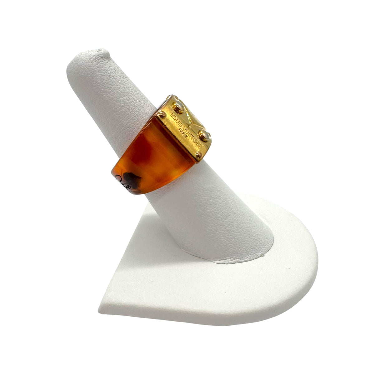 Louis Vuitton Tortoise Gold Metal Buckle Ring Size 5.7