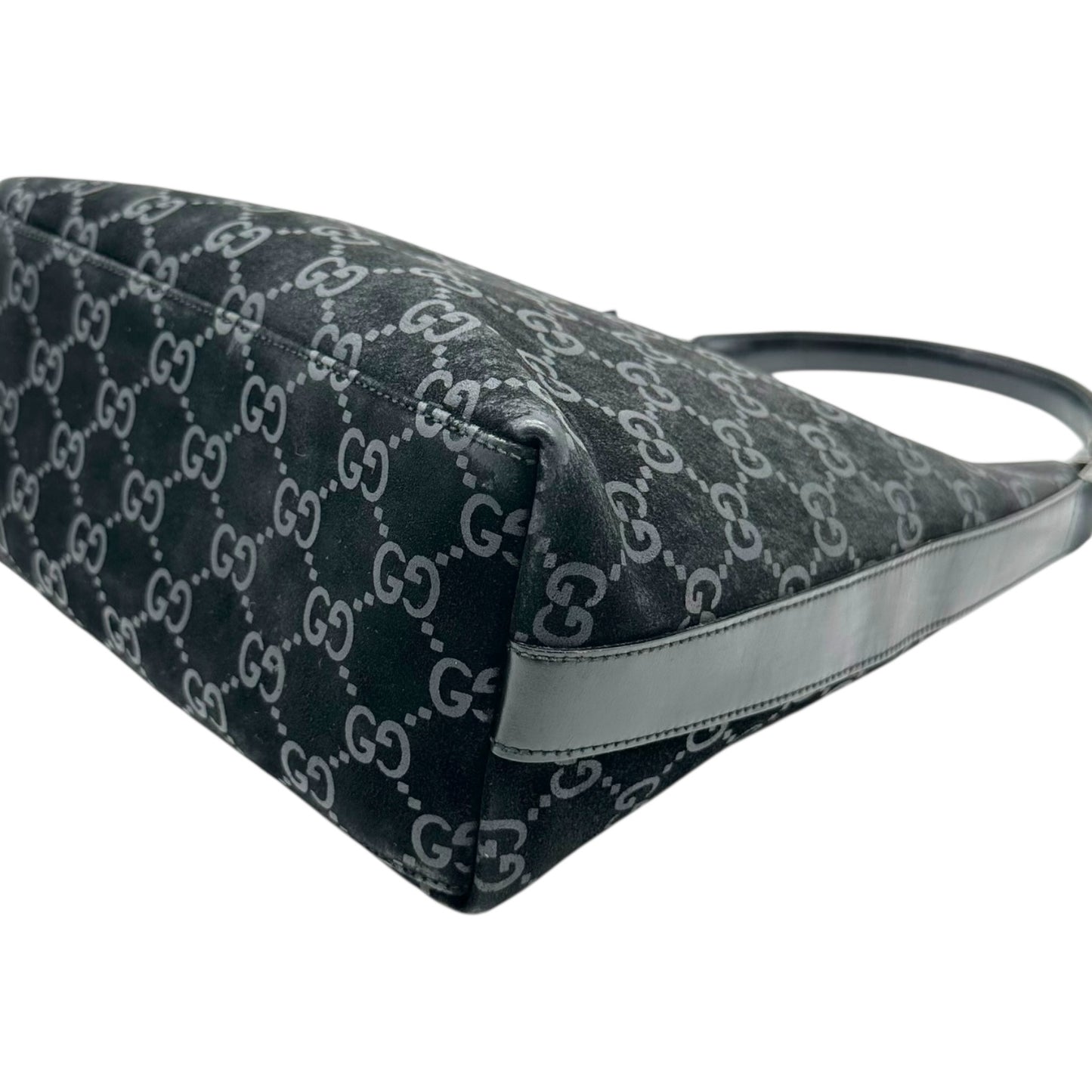 Gucci Black Suede Monogram Shoulder Bag