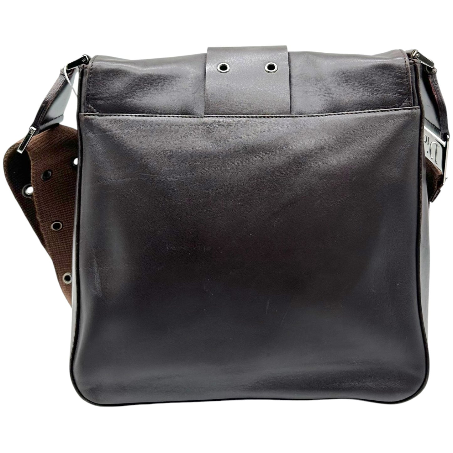 Christian Dior Brown Leather Silver Crossbody Bag