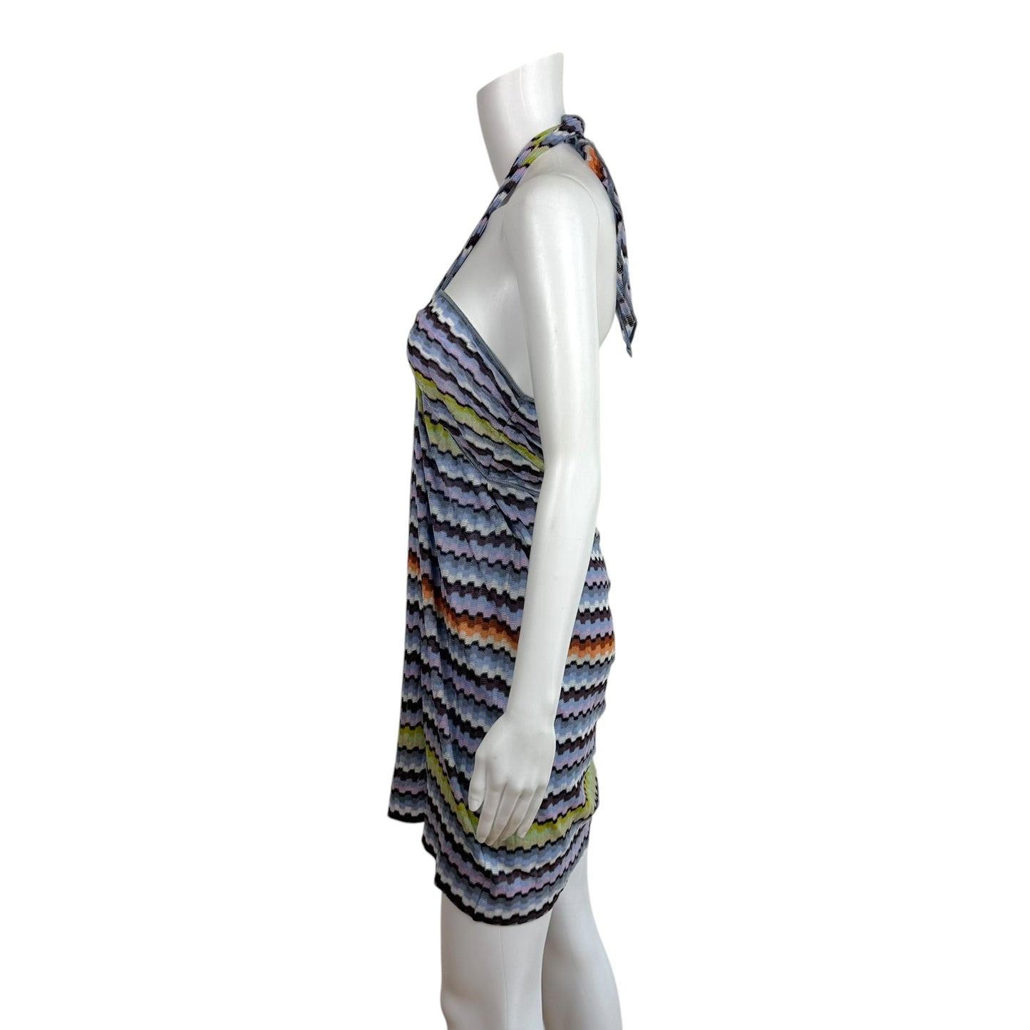 Missoni Periwinkle Blue Multicolor Chevron Knit Midi Skirt
