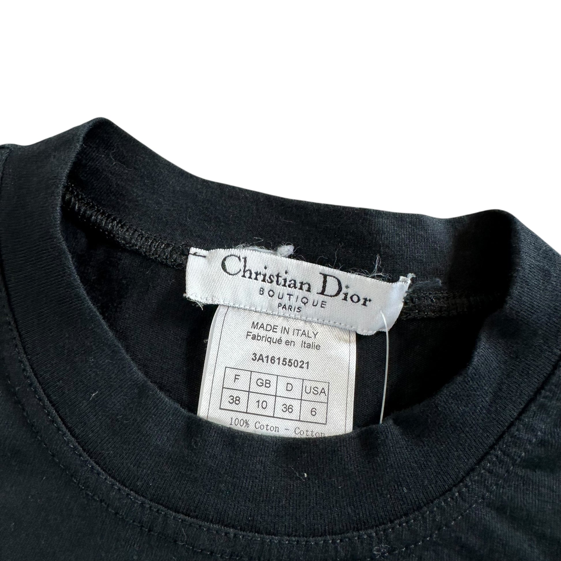 Christian Dior F/W 2003 J'Adore Dior Black Chainmail Logo T-Shirt - Outfit Repeater